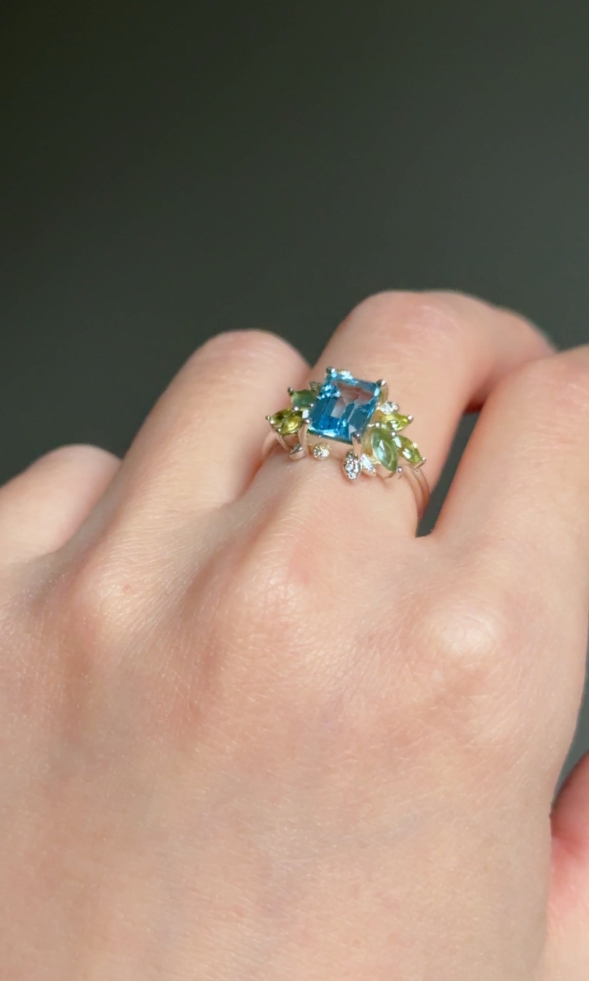 Blooming Birthstone Ring, Blue Topaz Engagement Ring, Topaz Engagement ring
