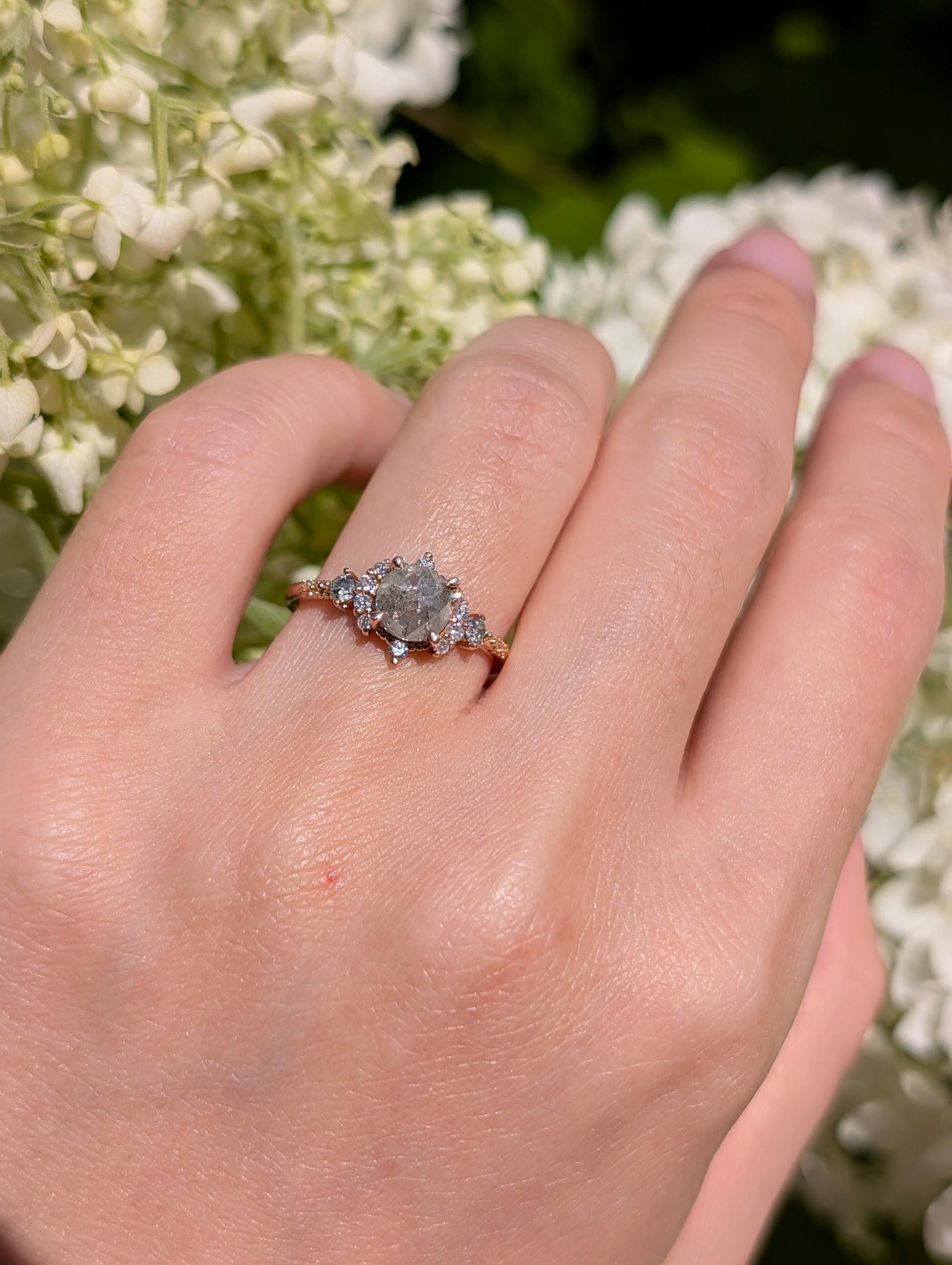 Salt and Pepper Diamond Ring, Salt and pepper Ring, Diamond Engagement Ring