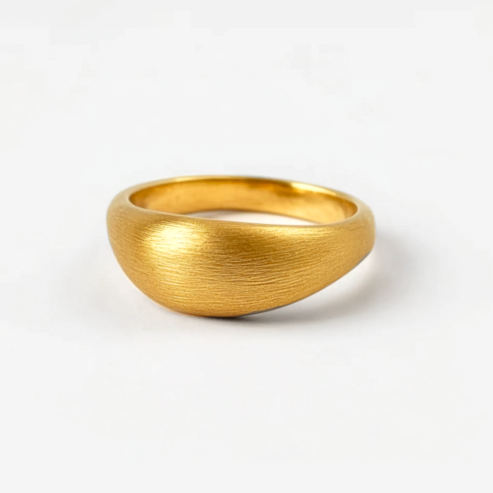 24k Pure Gold Dome Ring, Minimalist Simple Gold Wedding Band for Men and Women