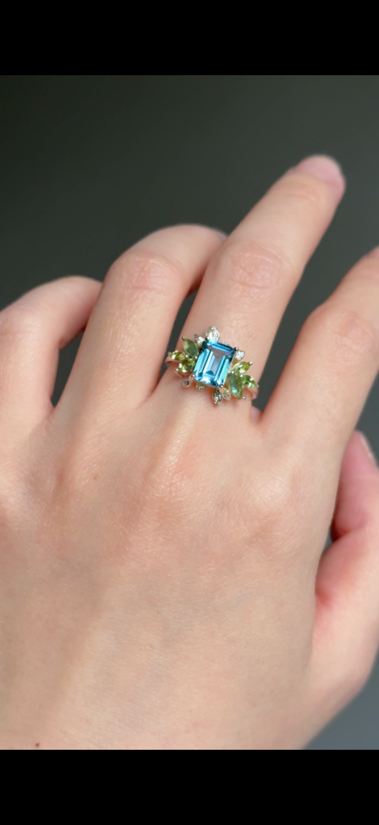 Blooming Birthstone Ring, Blue Topaz Engagement Ring, Topaz Engagement ring