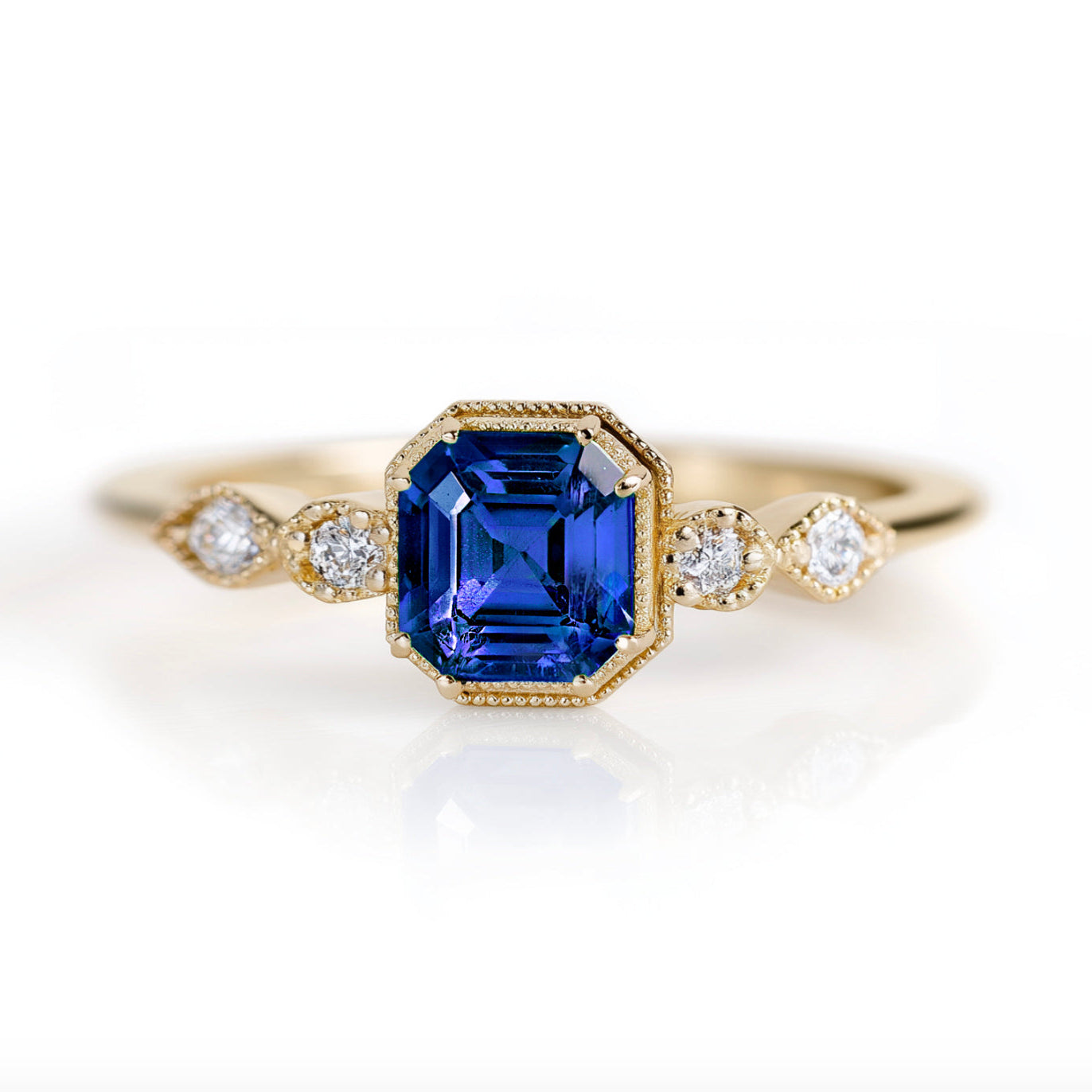 Classic Blue Sapphire ring, Natural Blue Sapphire Engagement ring