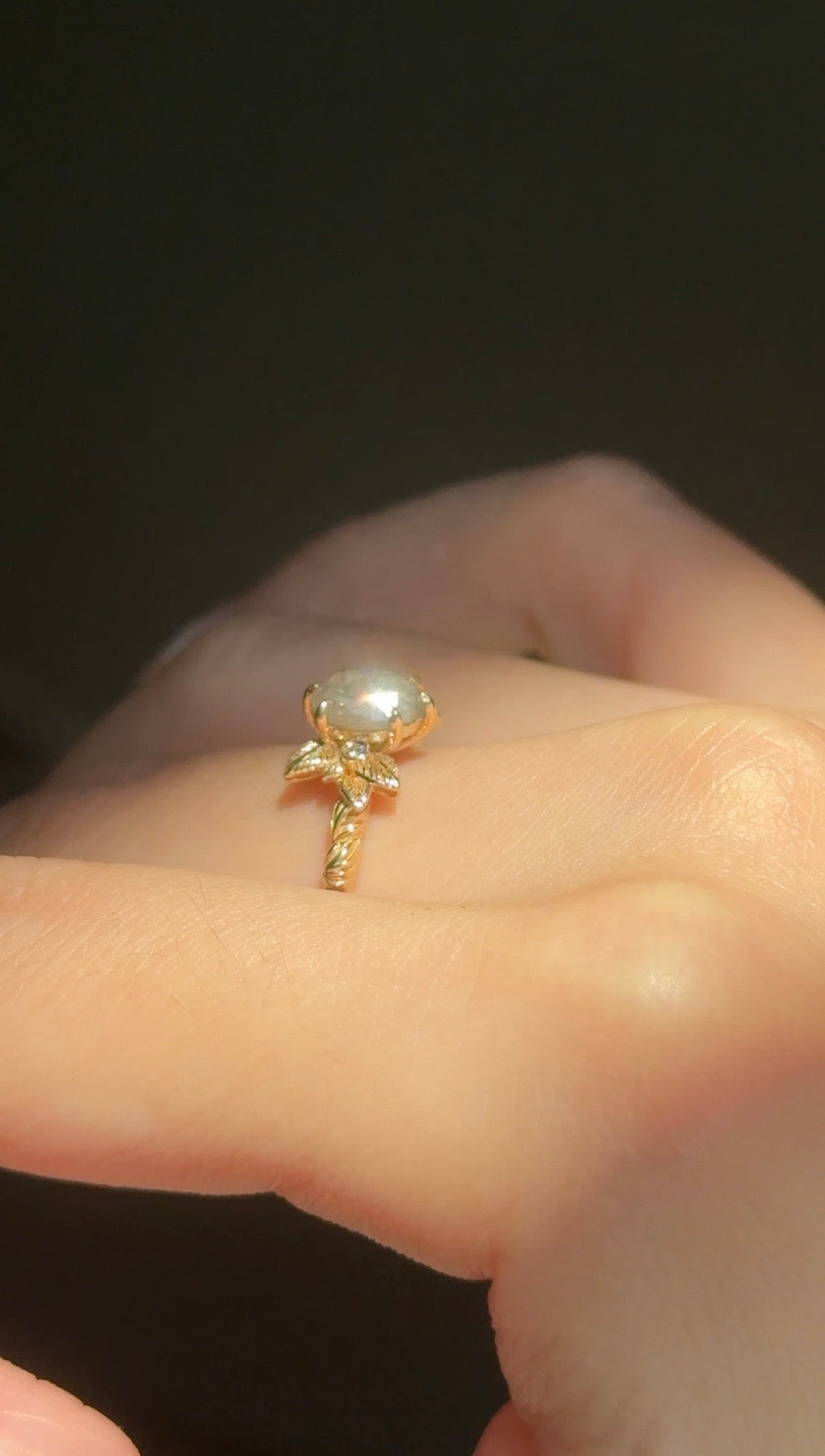 Phoenix Salt and Pepper Diamond Ring, Oval Diamond Engagement Ring