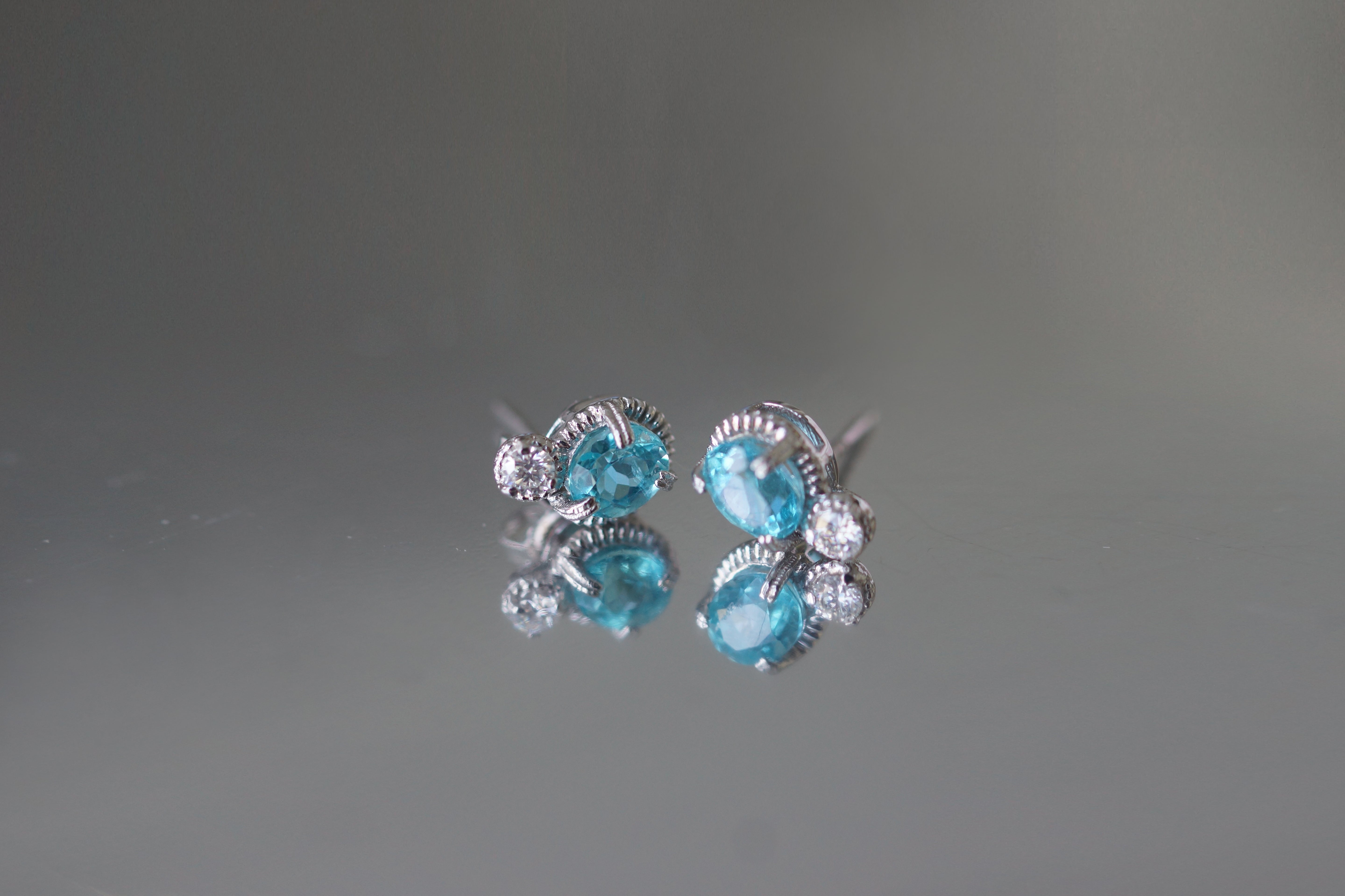 Arcadia Silver Apatite Studs, Rare Ocean Apatite studs