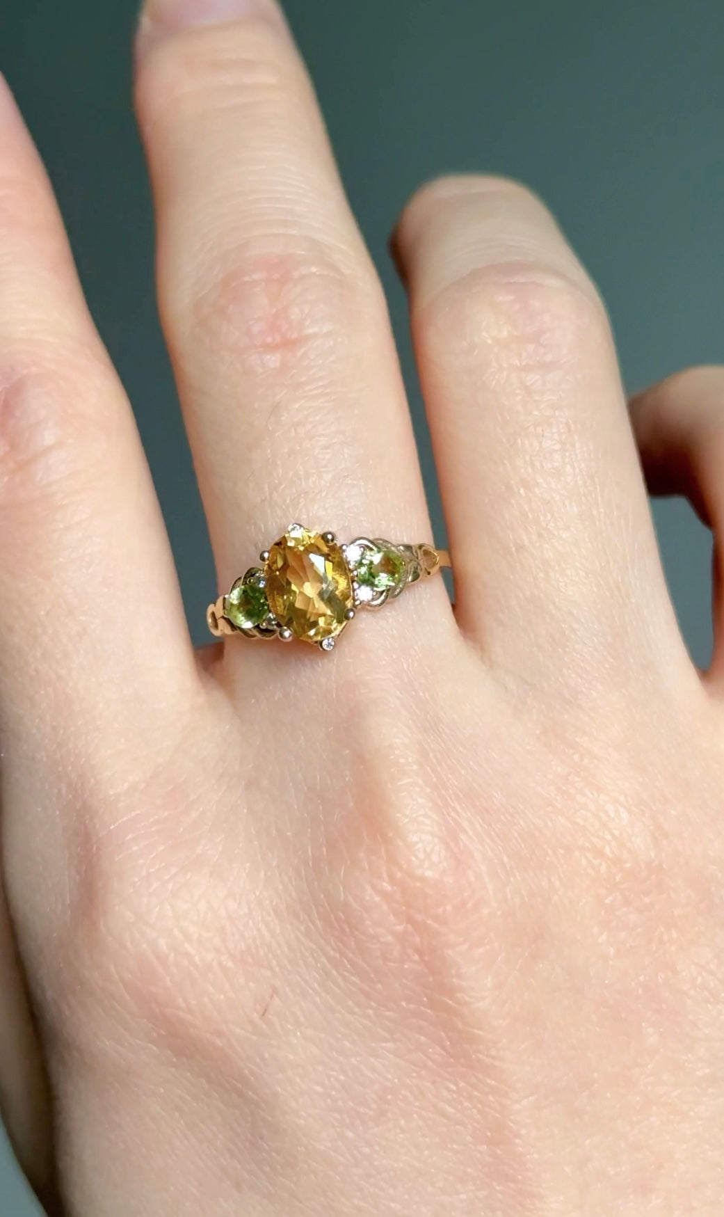 Oval Yellow Citrine Engagement Ring, Solid Gold Citrine Engagement Ring