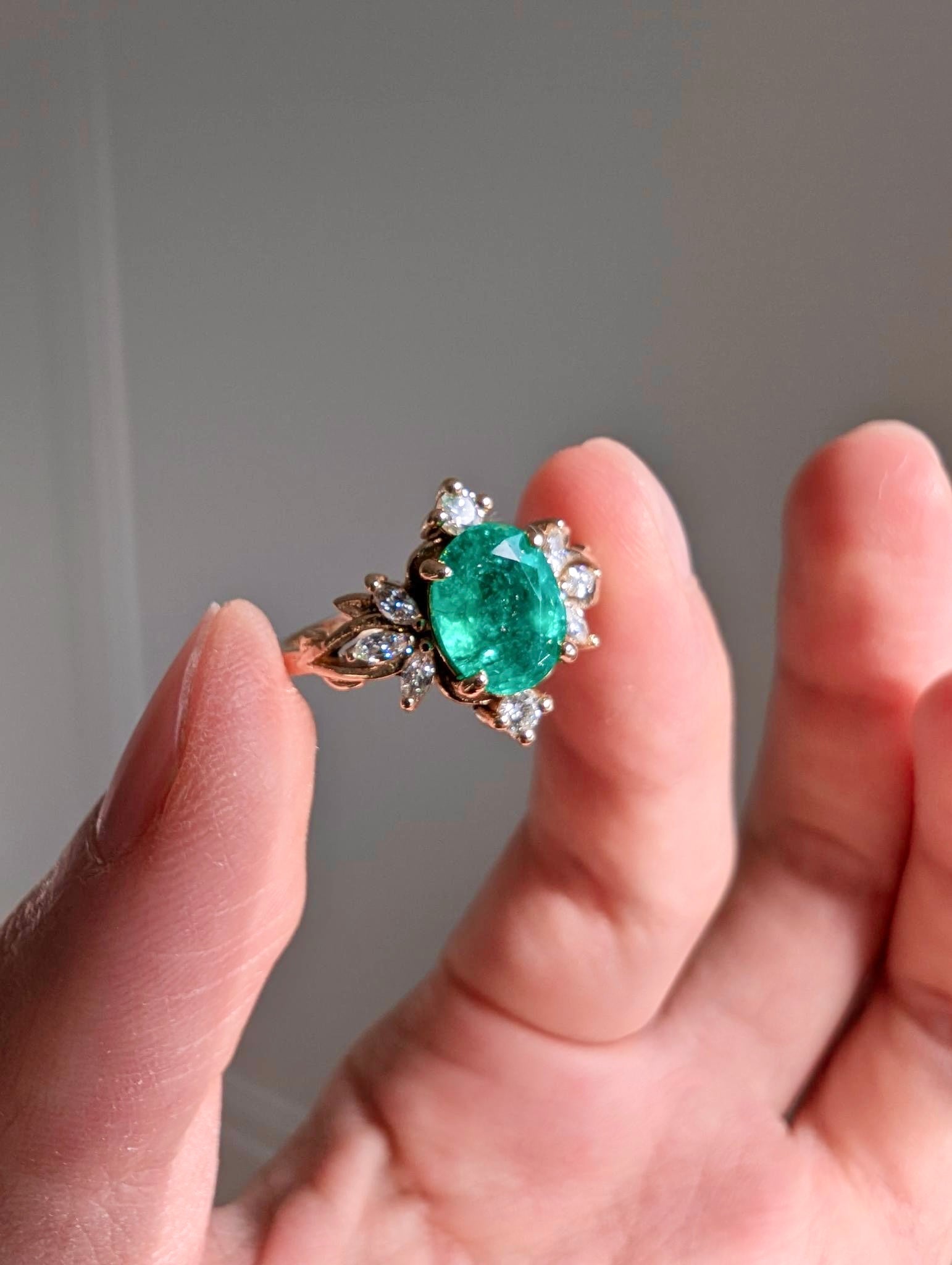 Forestlight Emerald Engagement Ring, Emerald Wedding Ring, Real Emerald Jewelry