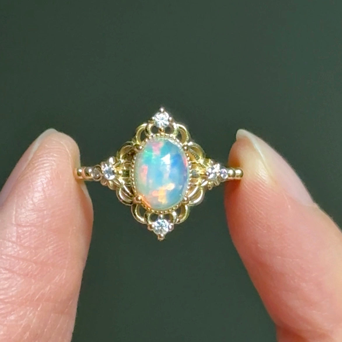 Nova Ethiopian Opal Engagement Ring, Opal ring Solid Gold