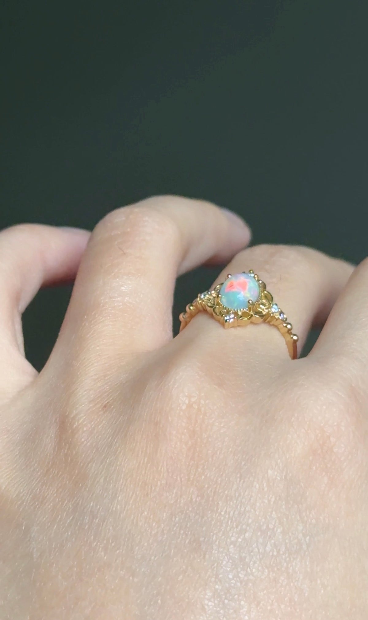 Nova Ethiopian Opal Engagement Ring, Opal ring Solid Gold