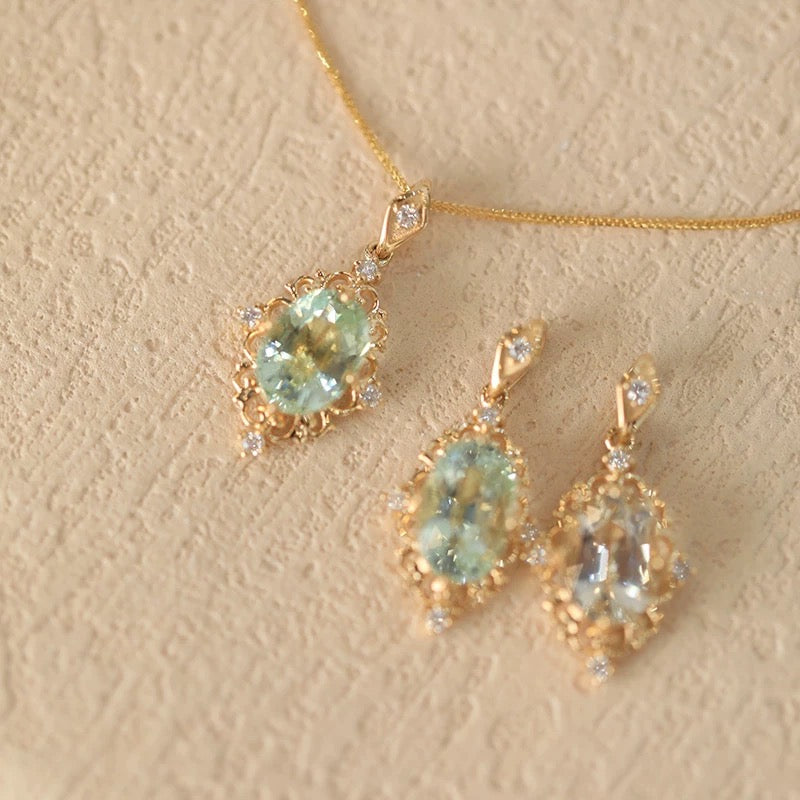 Sweet Water, 18k Gold Green Tourmaline Necklace, Tourmaline Necklace