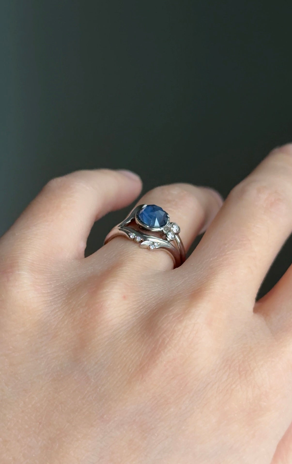 Blue Orchid Ring, Blue Sapphire Engagement Ring