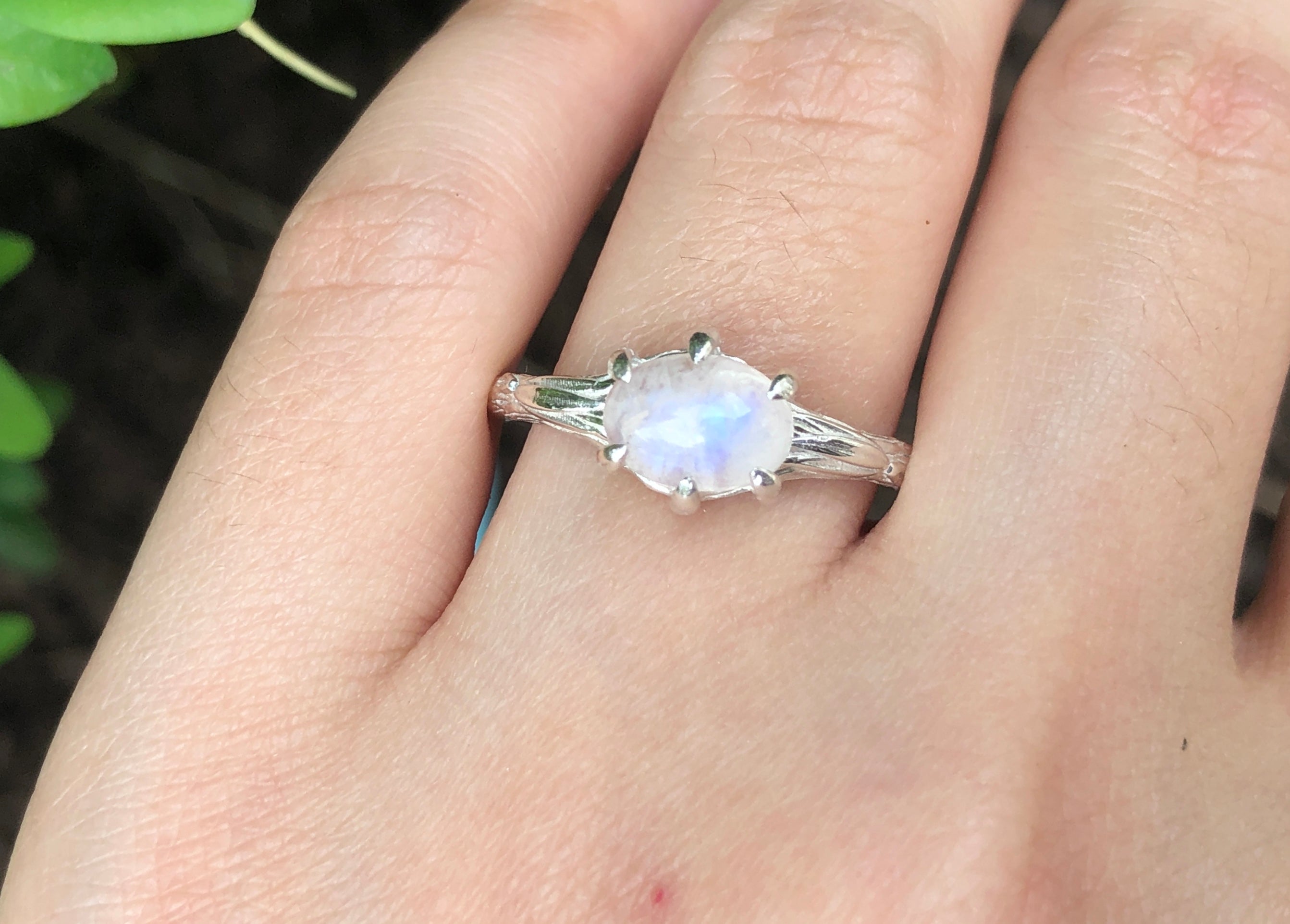 Angel's Wing, Raw Moonstone Solitary Engagement Ring