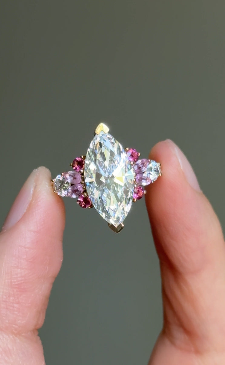 Peony Dream Marquise Lab Diamond Engagement Ring, Engagement Ring