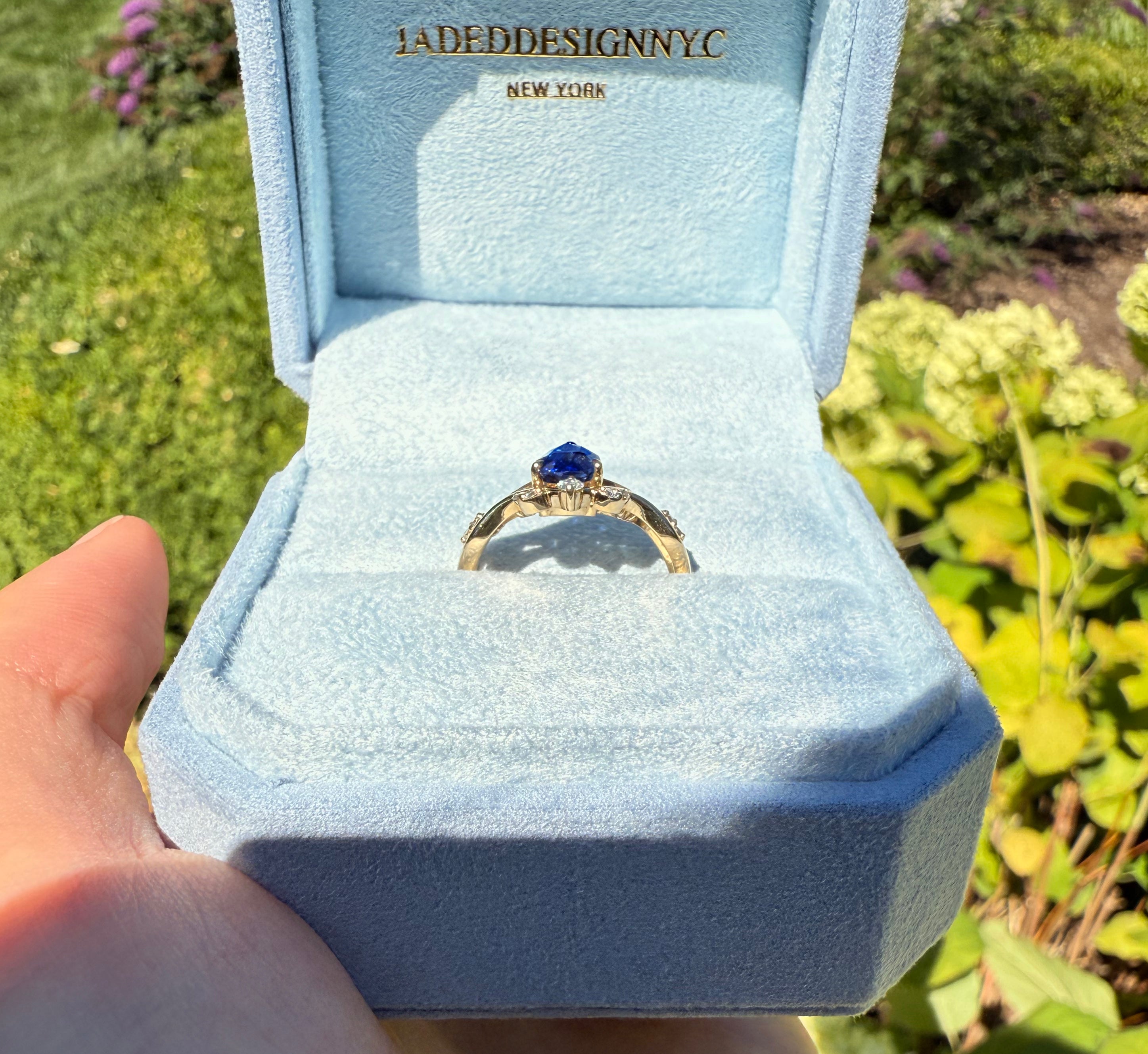 Athena Royal Blue Sapphire Engagement ring, 14k Sapphire Engagement ring