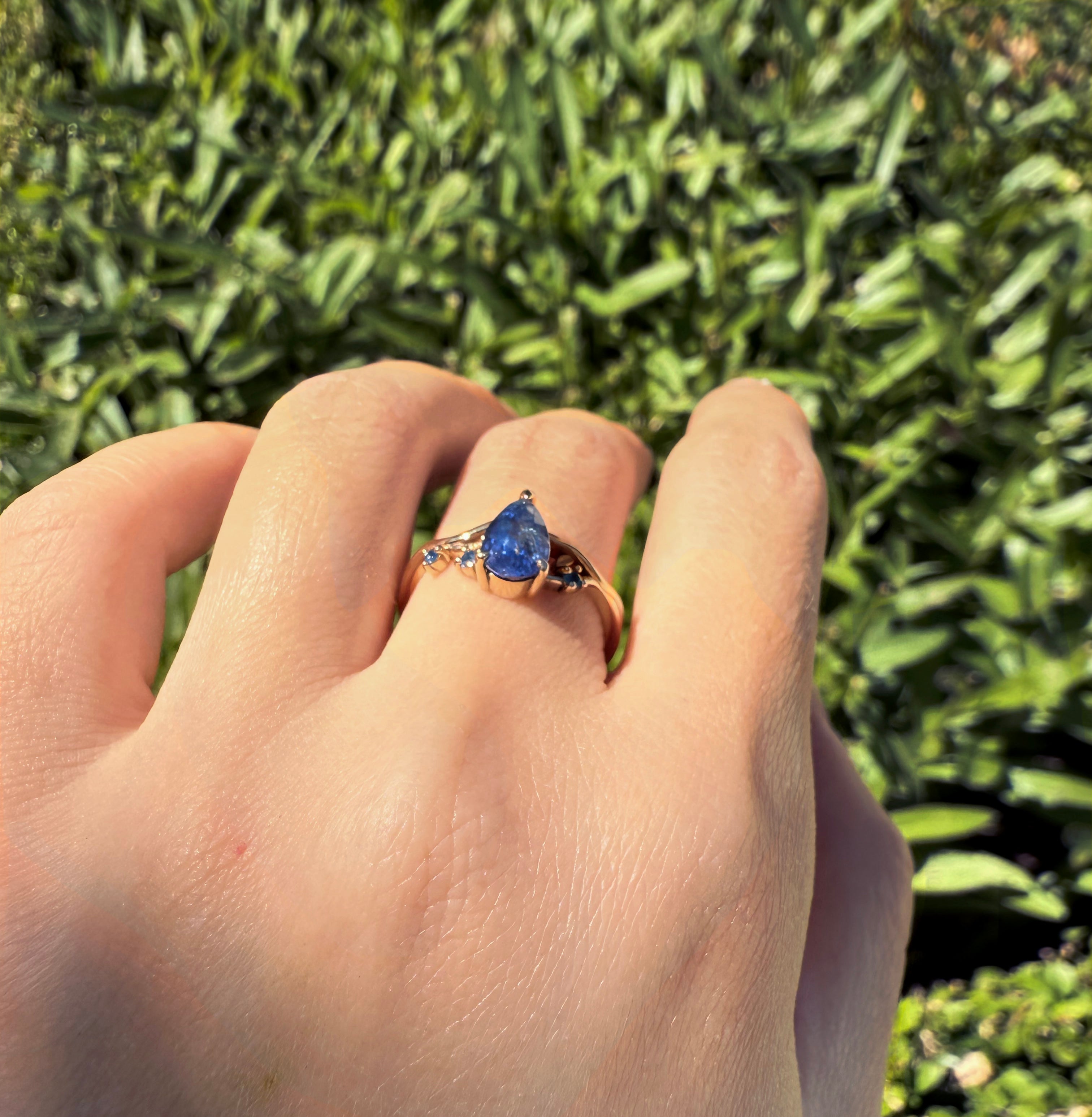 Athena Royal Blue Sapphire Engagement ring, 14k Sapphire Engagement ring