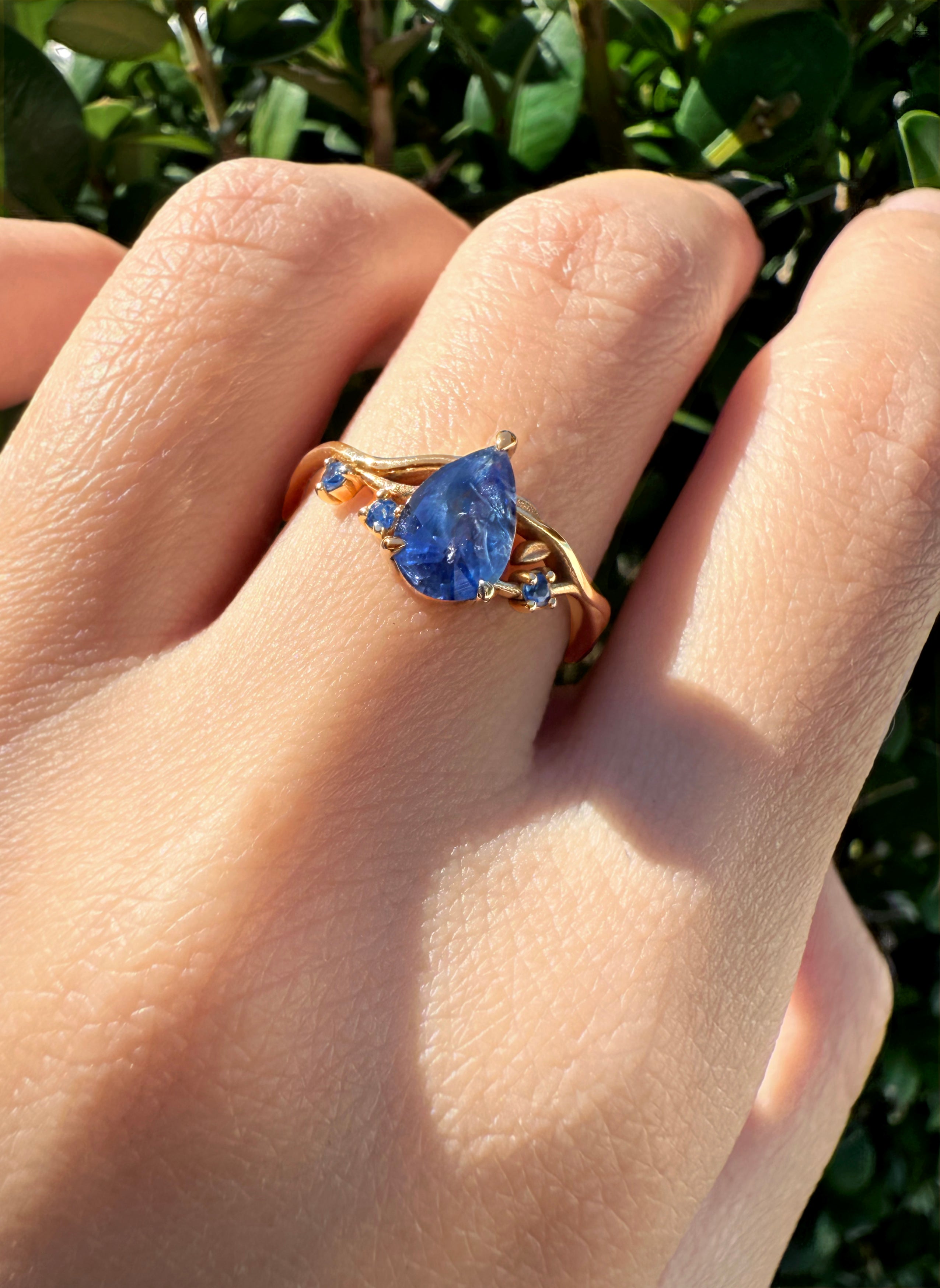 Athena Royal Blue Sapphire Engagement ring, 14k Sapphire Engagement ring