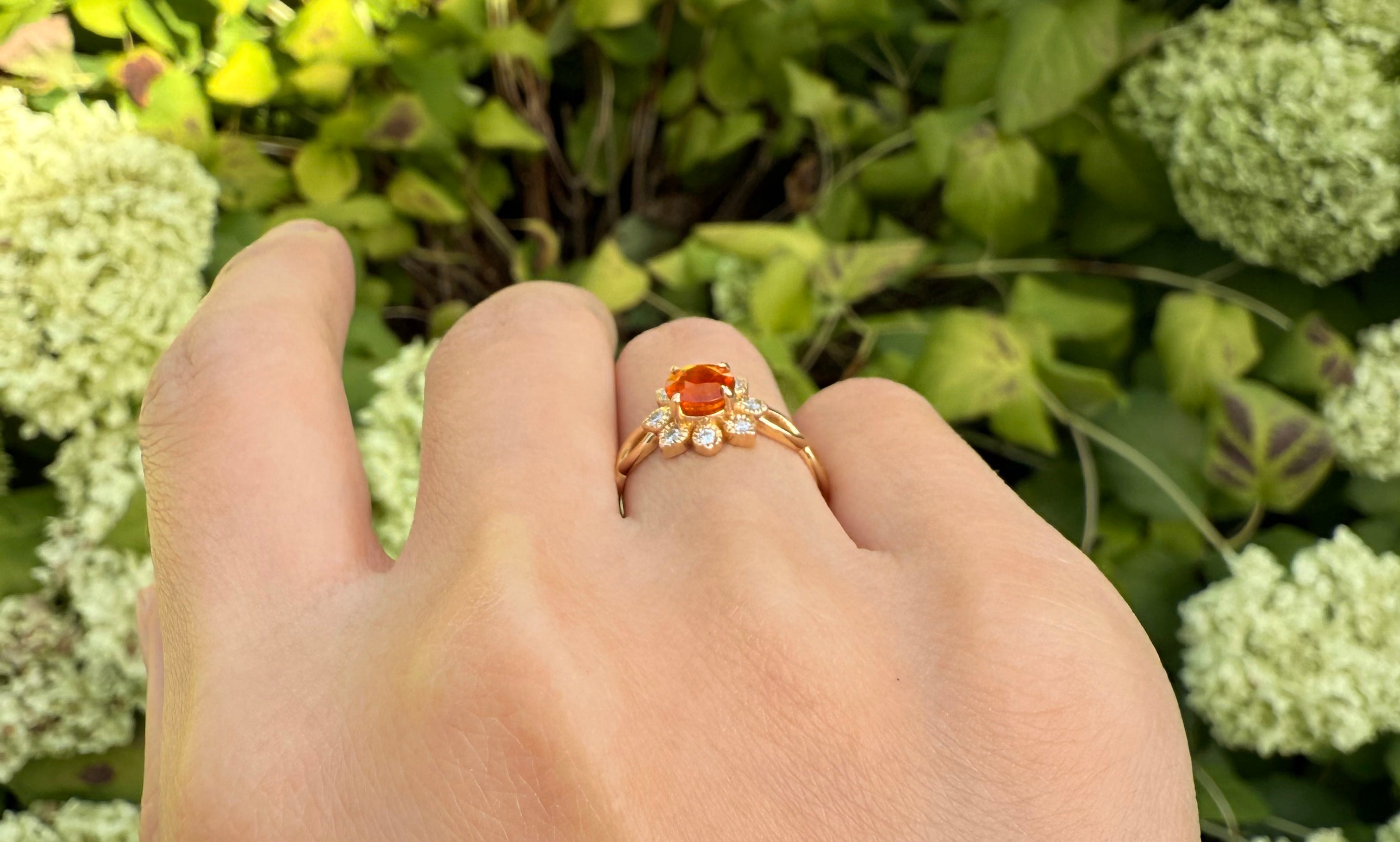 Eve's Garden Orange Garnet Engagement Ring, Garnet engagement ring