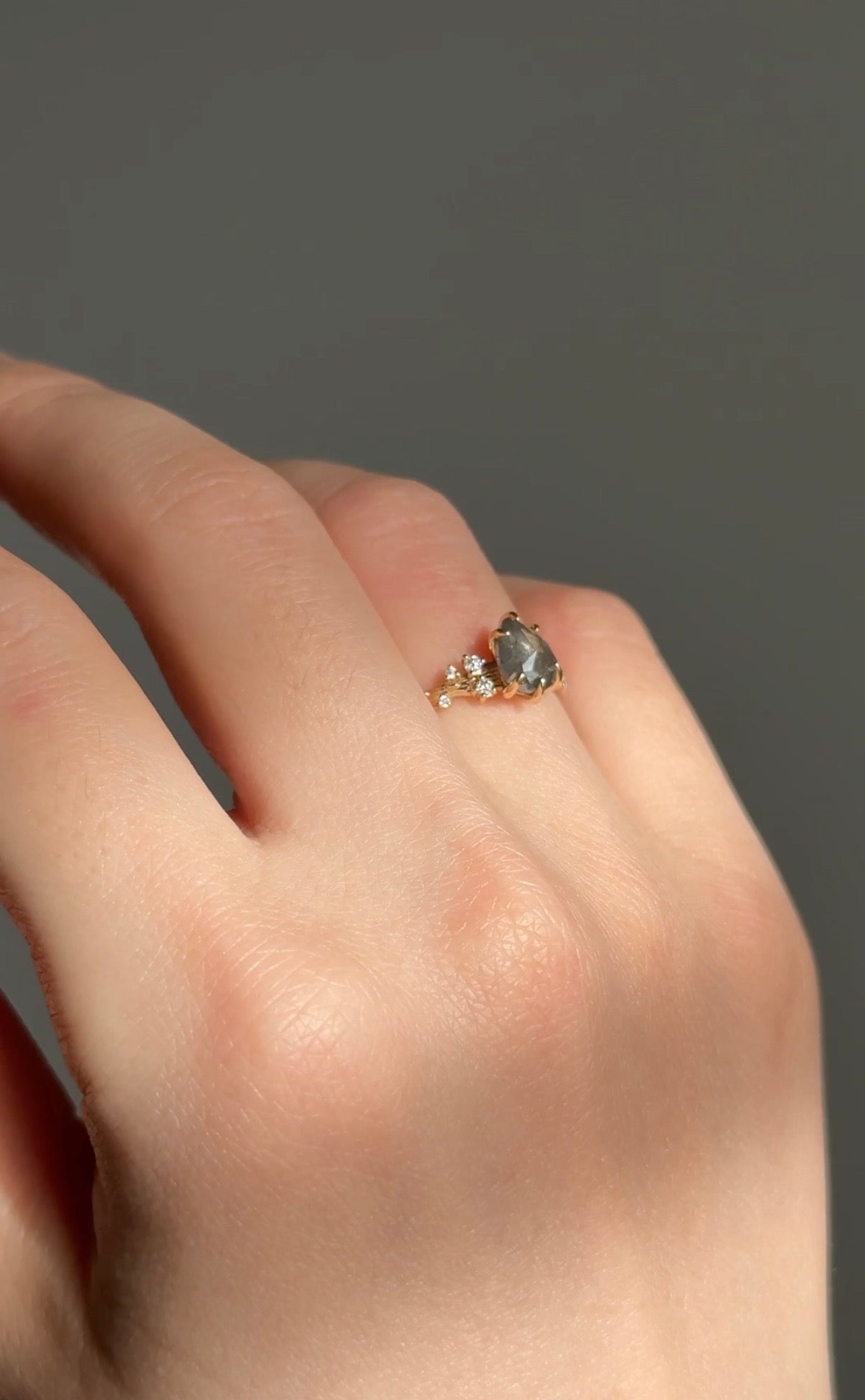 Starnight Twig Salt and Pepper Diamond Ring, Diamond Engagement Ring