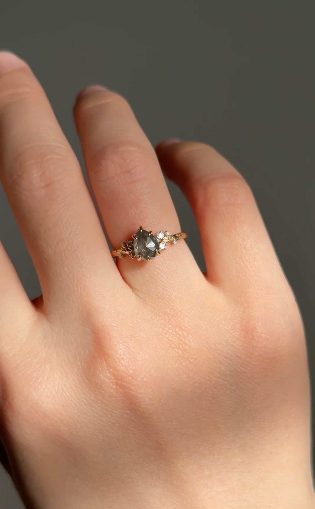 Starnight Twig Salt and Pepper Diamond Ring, Diamond Engagement Ring