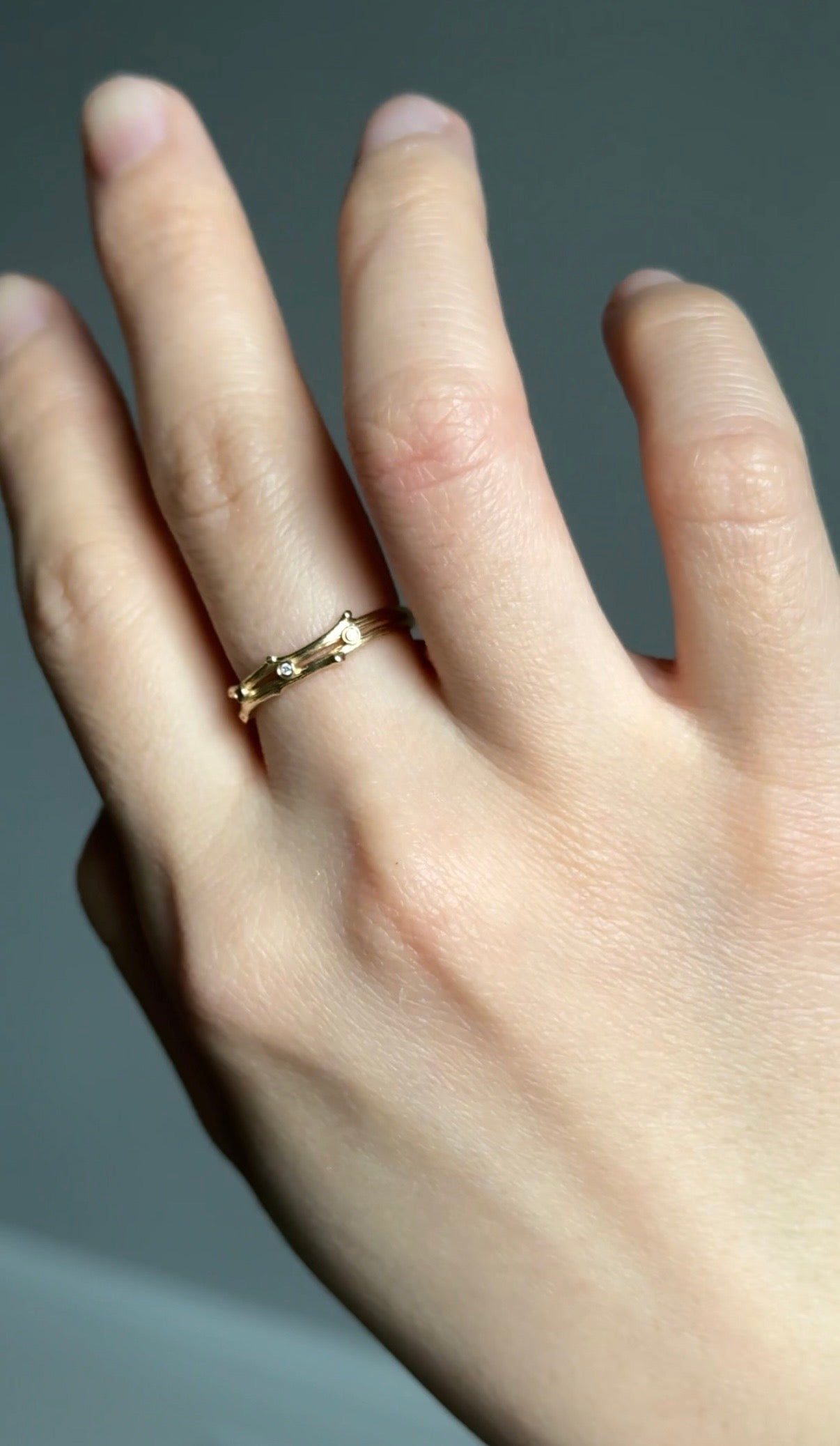 Double Twig Diamond Wedding ring, Free Formed Natural Diamond Double Wedding Band