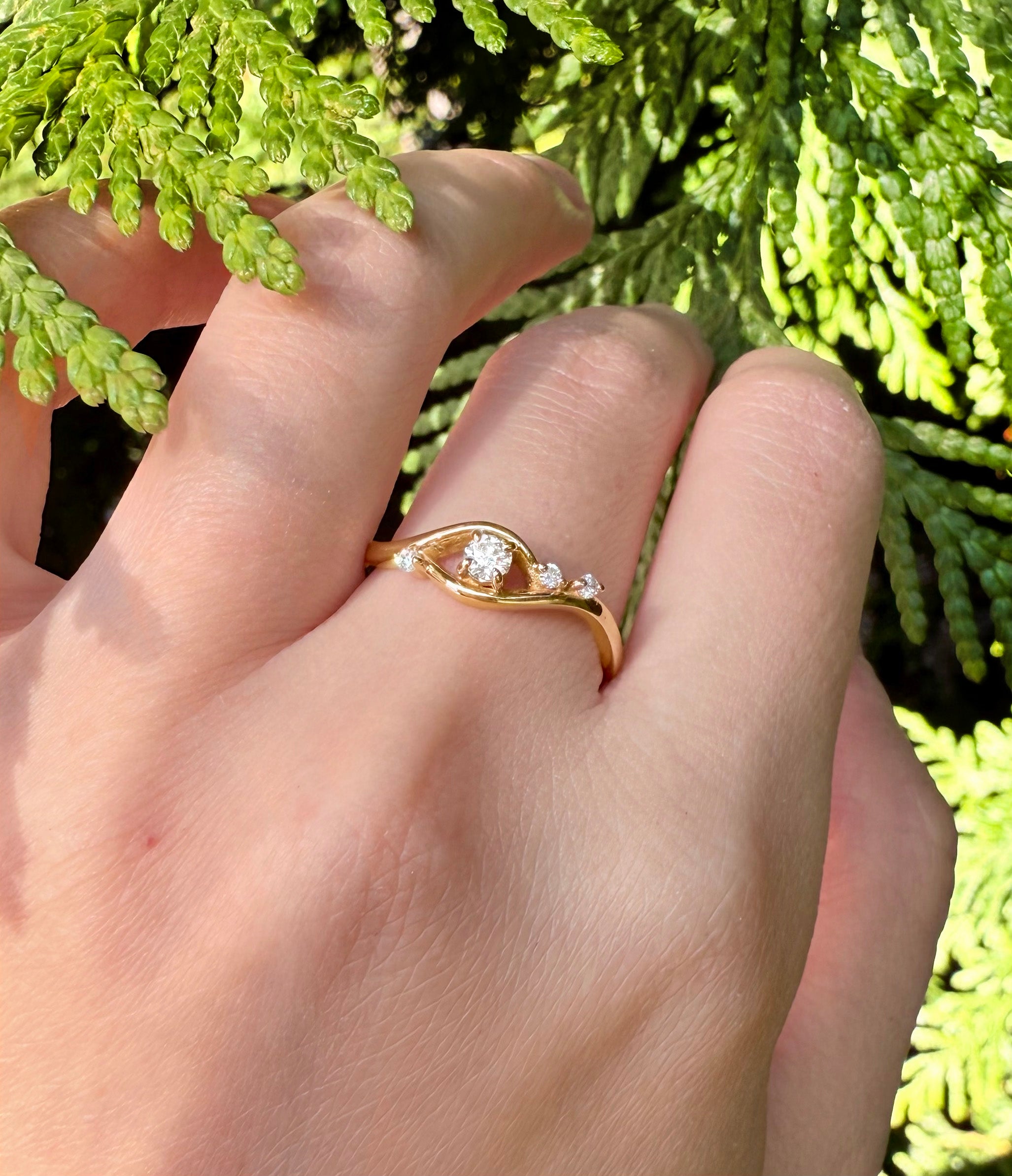 Bird's Eye 14k Gold Diamond Engagement Ring