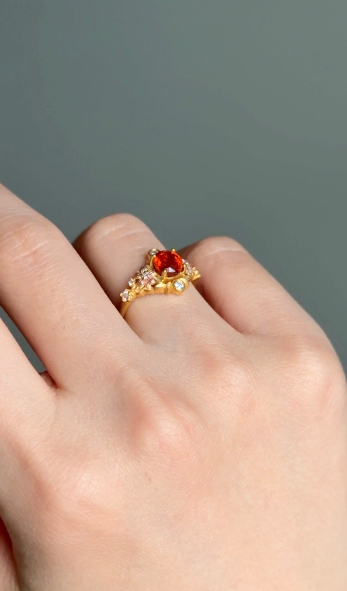 Eve's Garden Mandarine Garnet Engagement Ring, Mandarine Orange Garnet ring