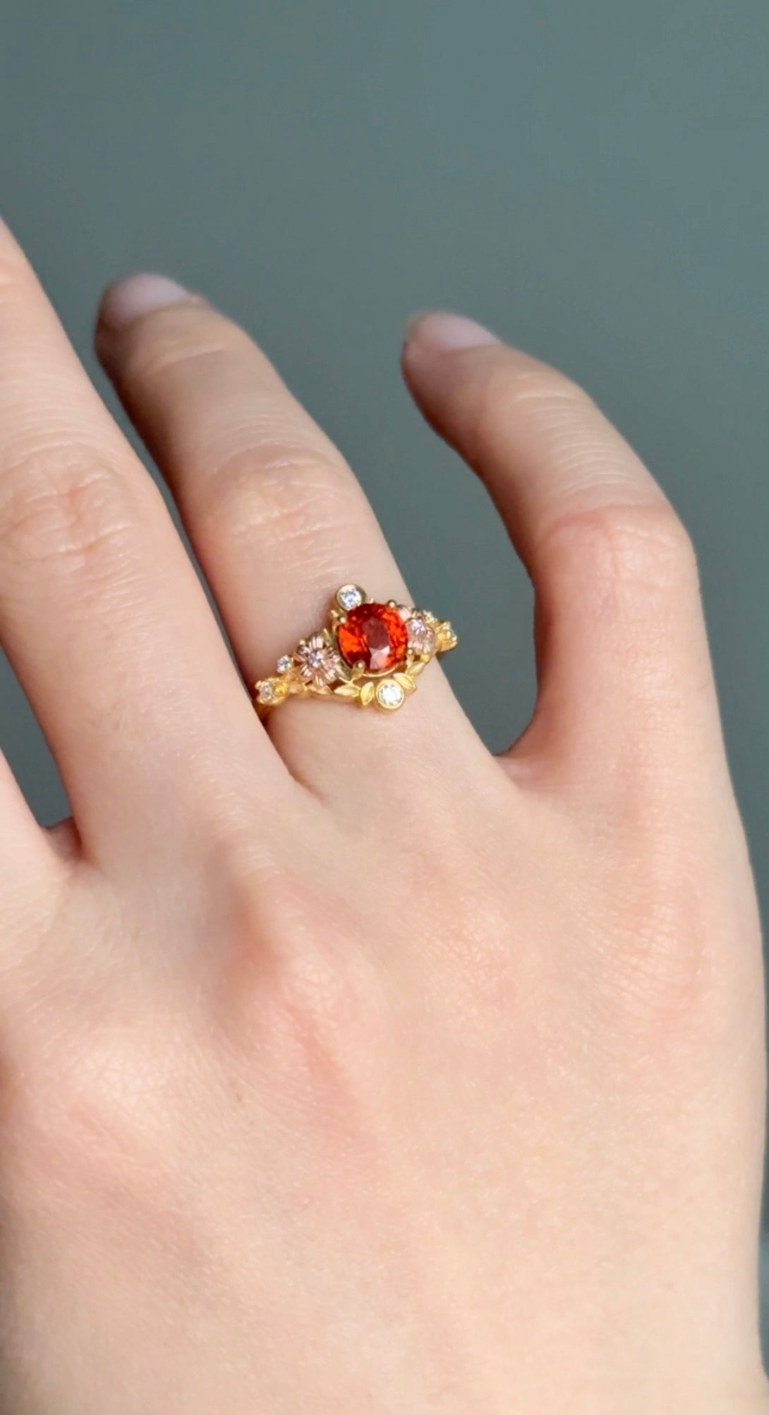Eve's Garden Mandarine Garnet Engagement Ring, Mandarine Orange Garnet ring