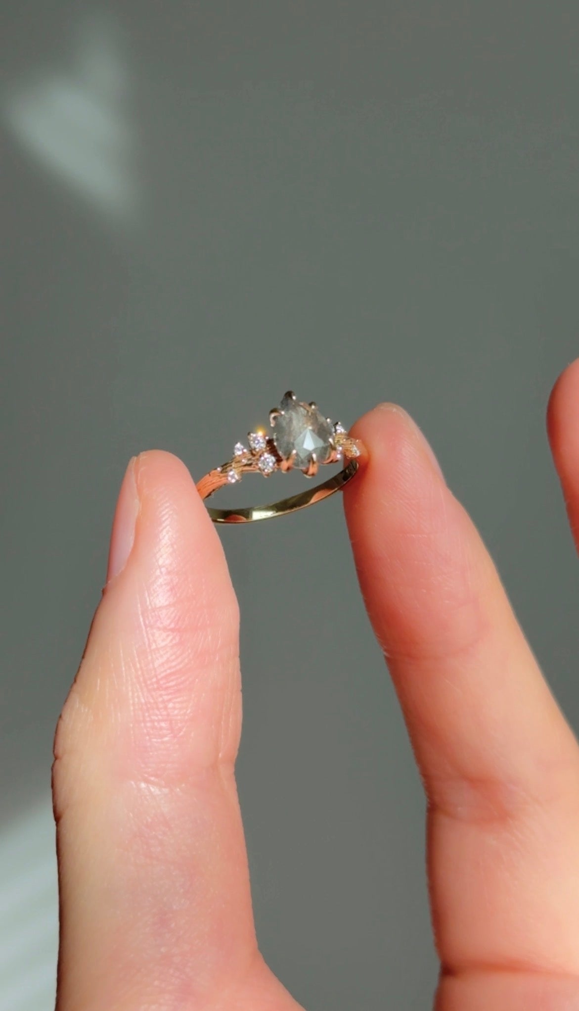 Starnight Twig Salt and Pepper Diamond Ring, Diamond Engagement Ring