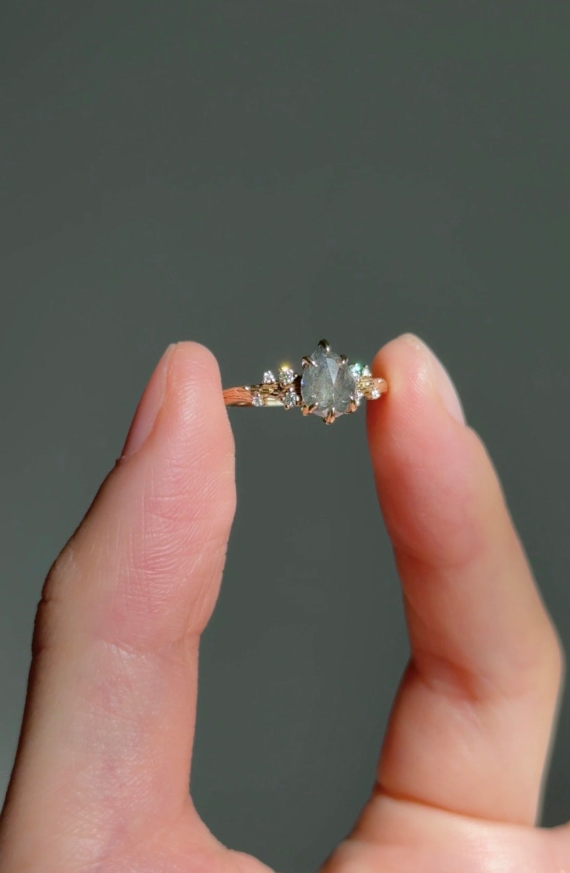 Starnight Twig Salt and Pepper Diamond Ring, Diamond Engagement Ring