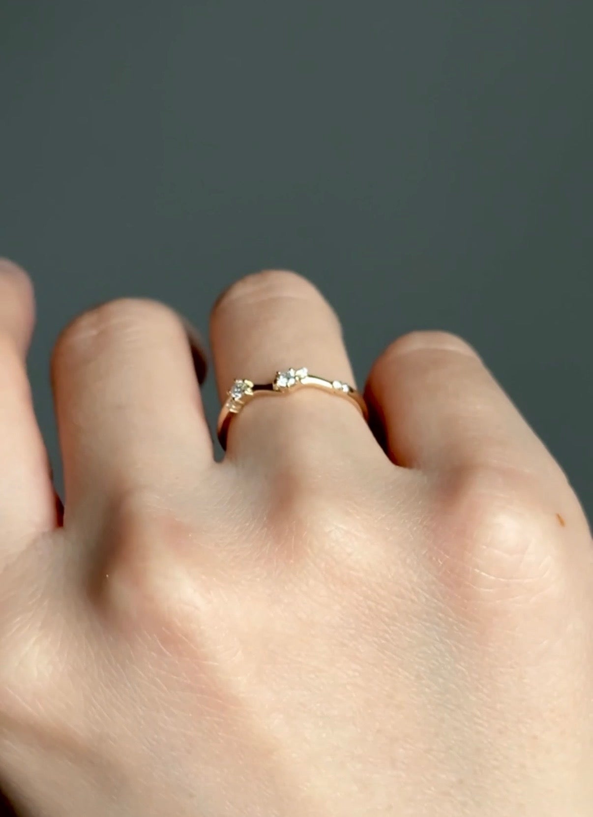 Starmist Moonstream Diamond Stacking ring, Free Formed Diamond Wedding Band