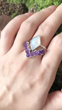 Load image into Gallery viewer, Amethyst Wedding Rings, Sapphire Ring set
