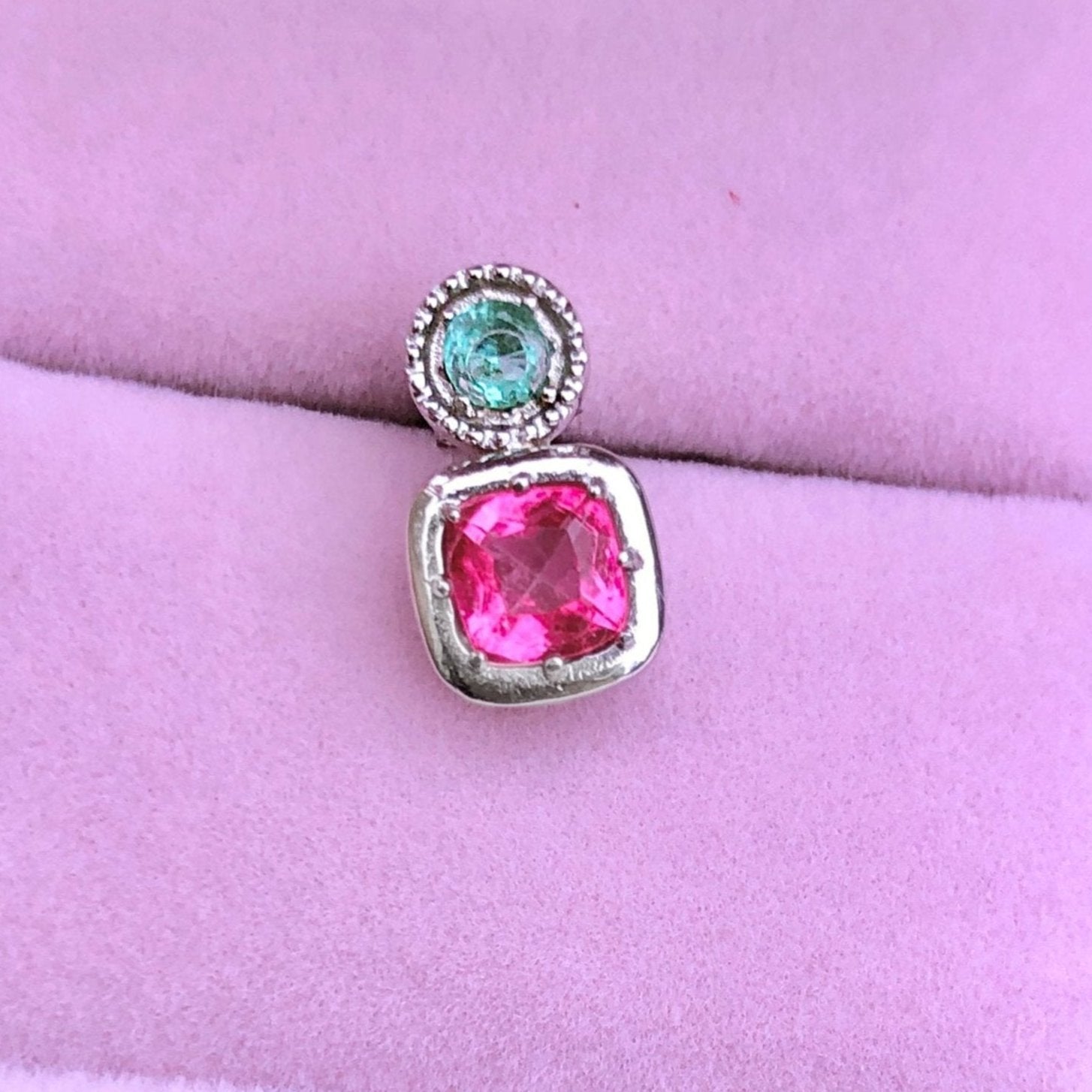 Single Pink Spinal Earring Stud, Simple Dainty Studs, Unique Birthstone Earring Gift