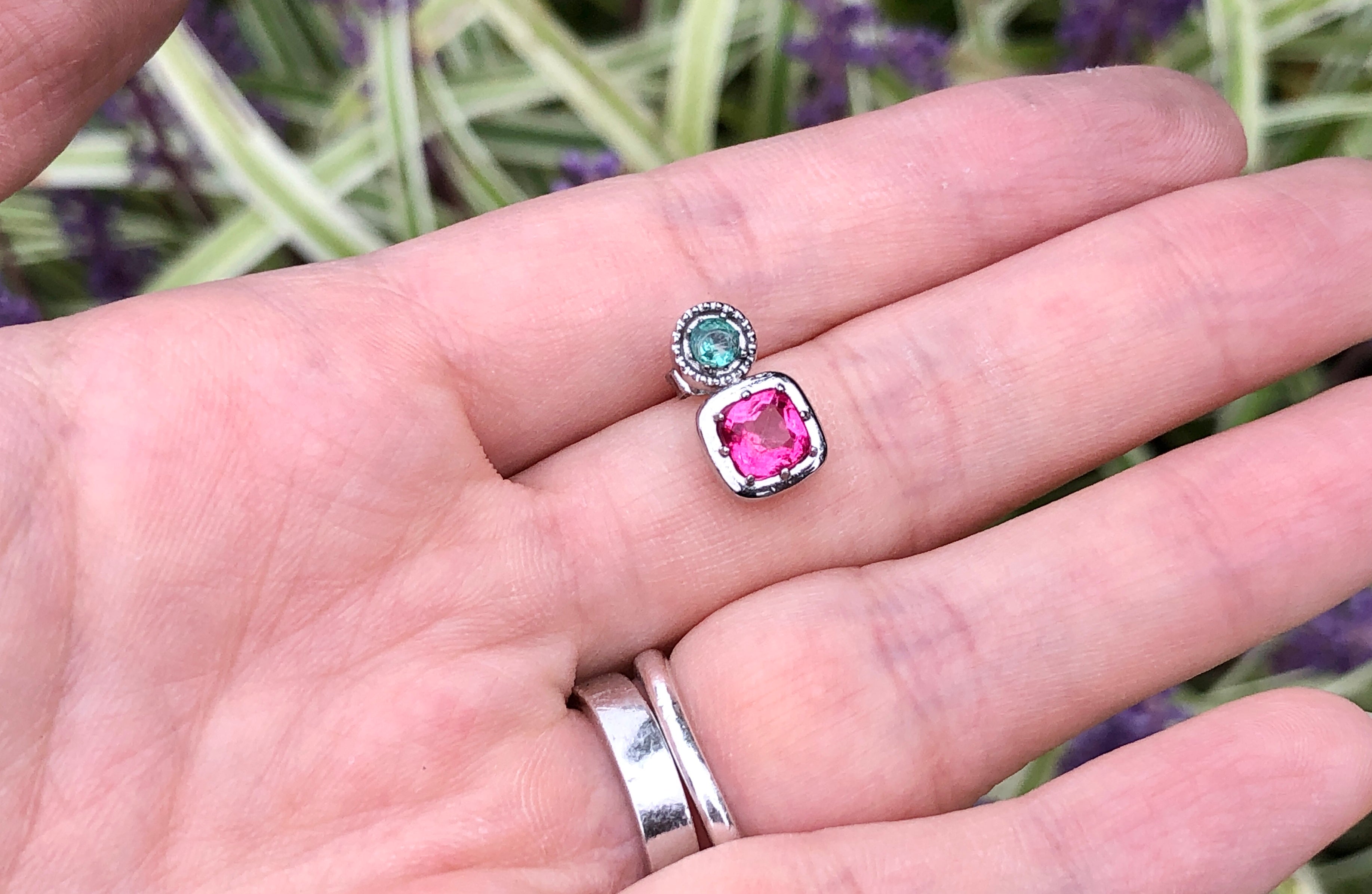 Single Pink Spinal Earring Stud, Simple Dainty Studs, Unique Birthstone Earring Gift