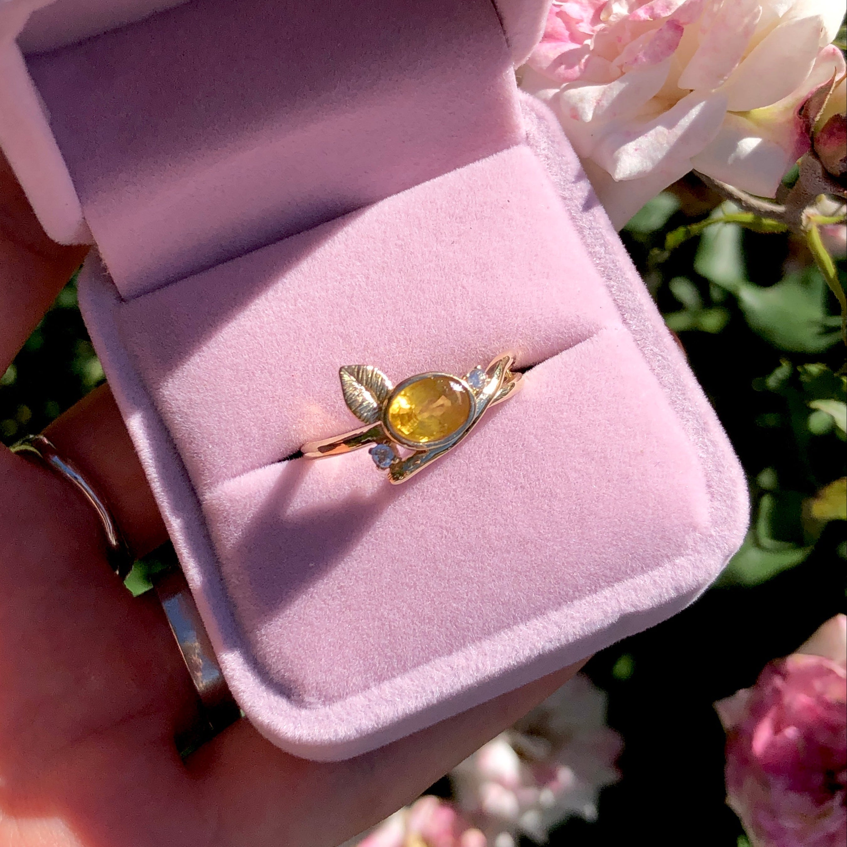 Heart of Sun Yellow Sapphire Ring, Sapphire Engagement Ring