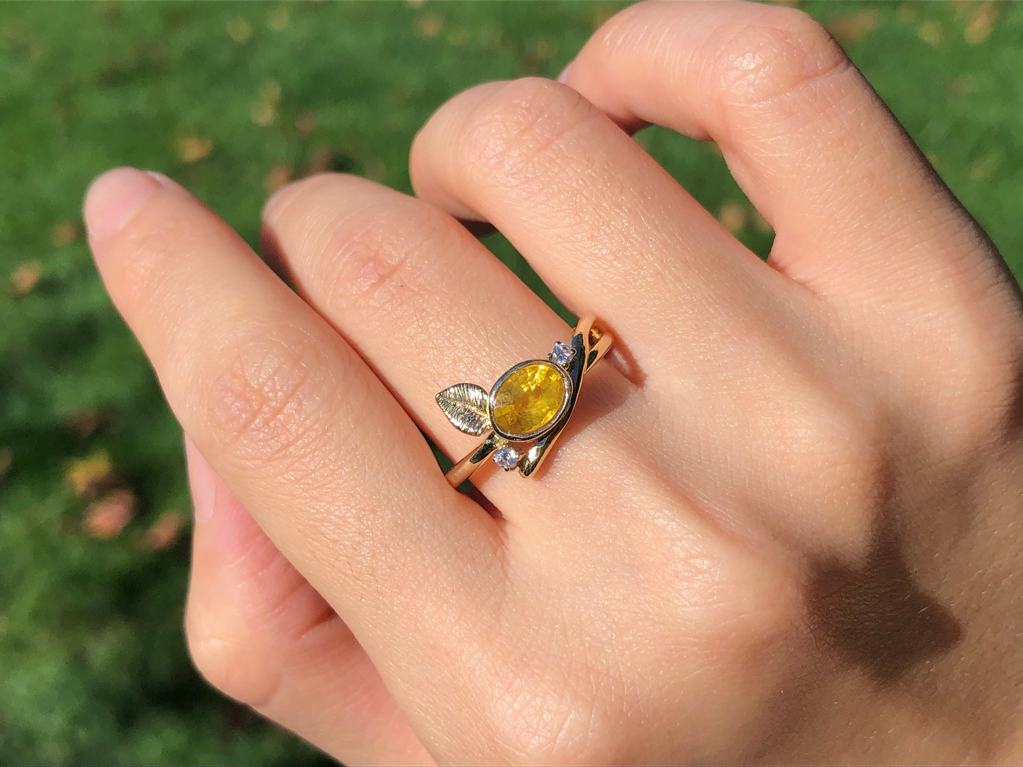 Heart of Sun Yellow Sapphire Ring, Sapphire Engagement Ring