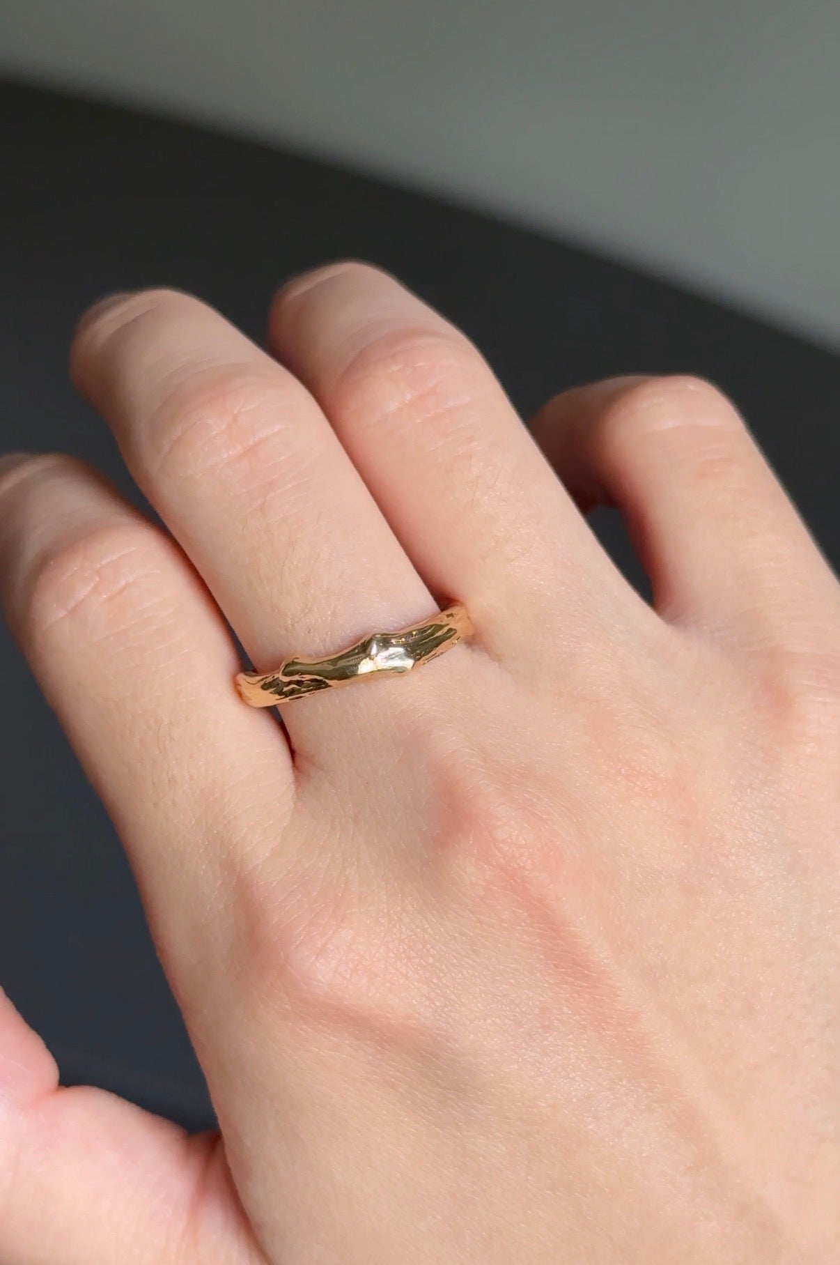 Ready to Ship, Bigger Size US10-US11, 10k Yellow Gold Twig Band for men and women
