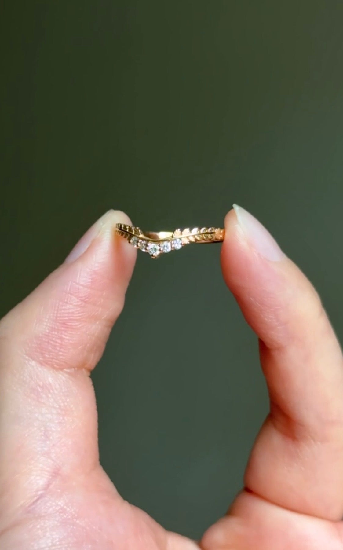 Diamond Fern Leaf Wedding Band, Matching Wedding Ring