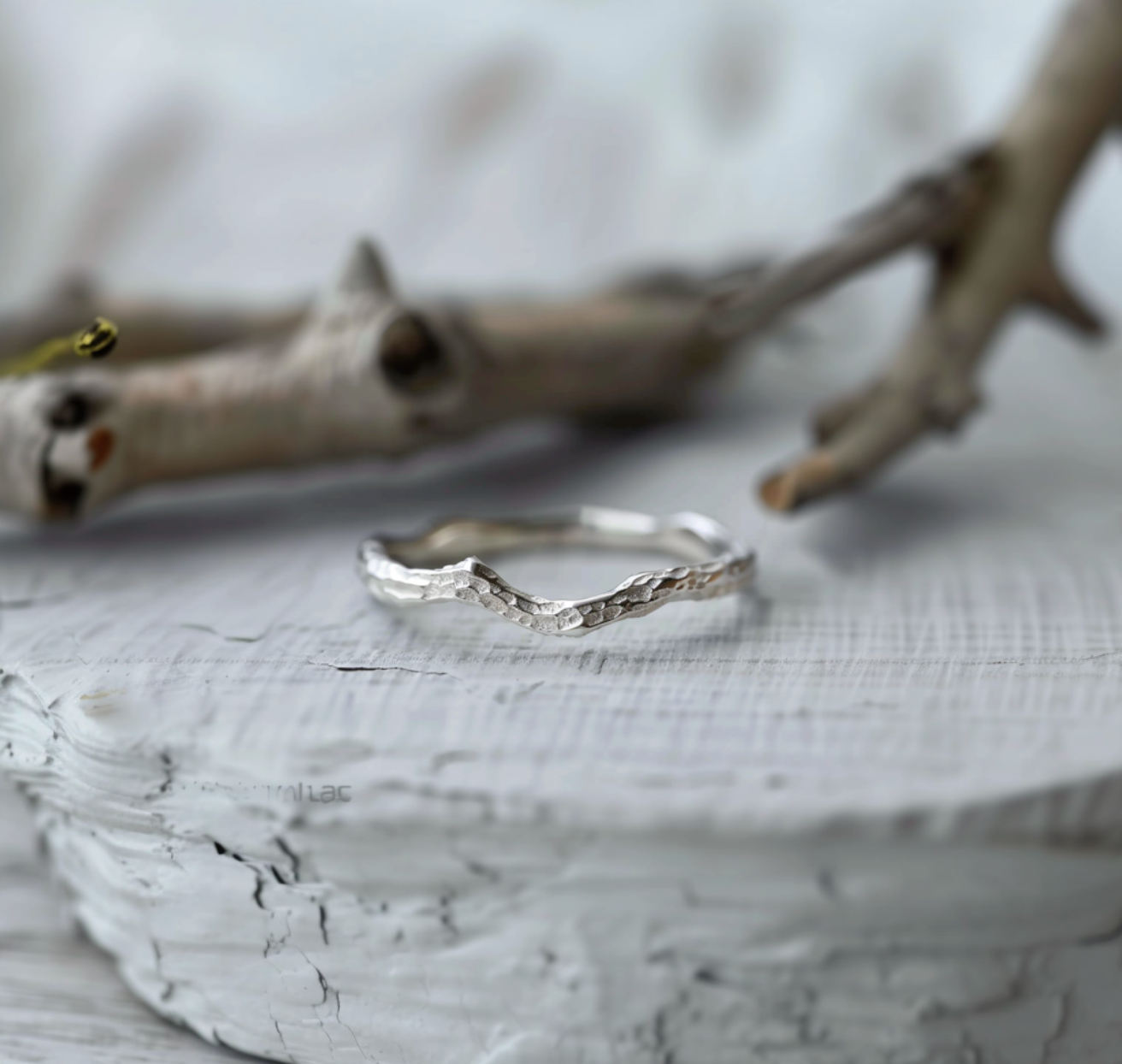 Simple Twig Wedding Matching band, Twig Ring