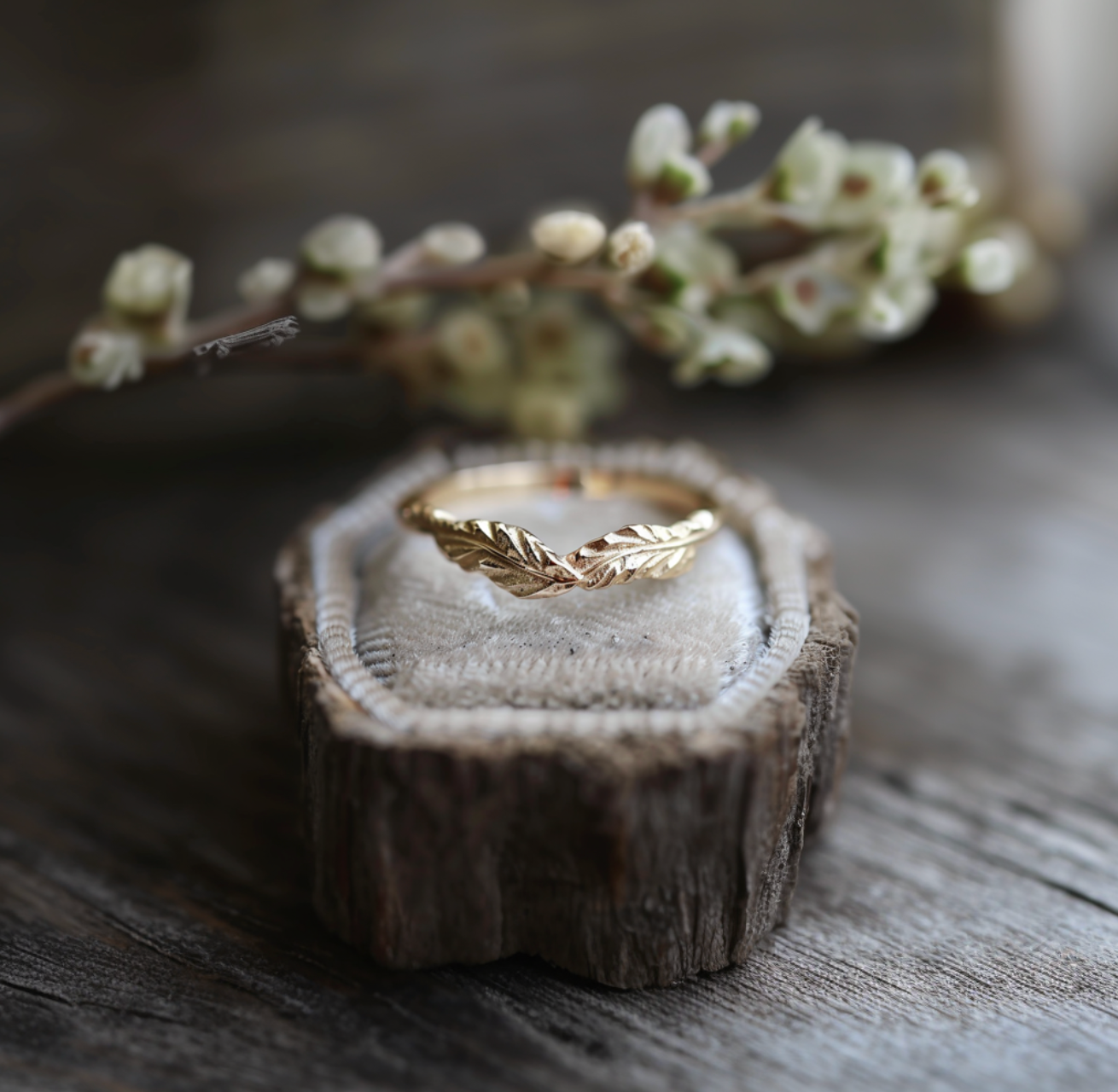 Angel's Wing Leafy Ring, Botanica Wedding Band, Wedding RIng