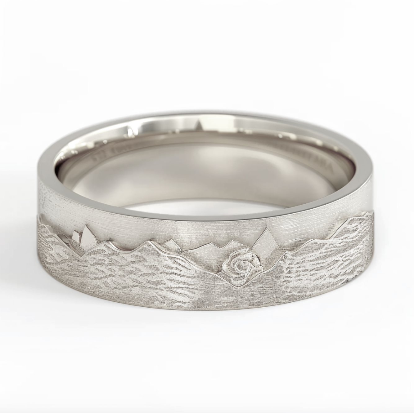 Men's Wide Mountain Ring, Silver Ring for men and women