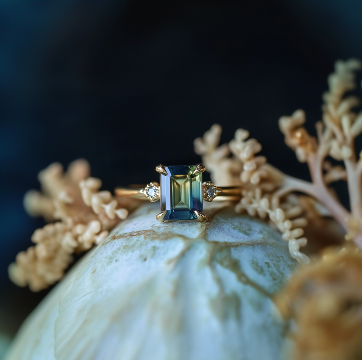 Green Tourmaline Engagement Ring