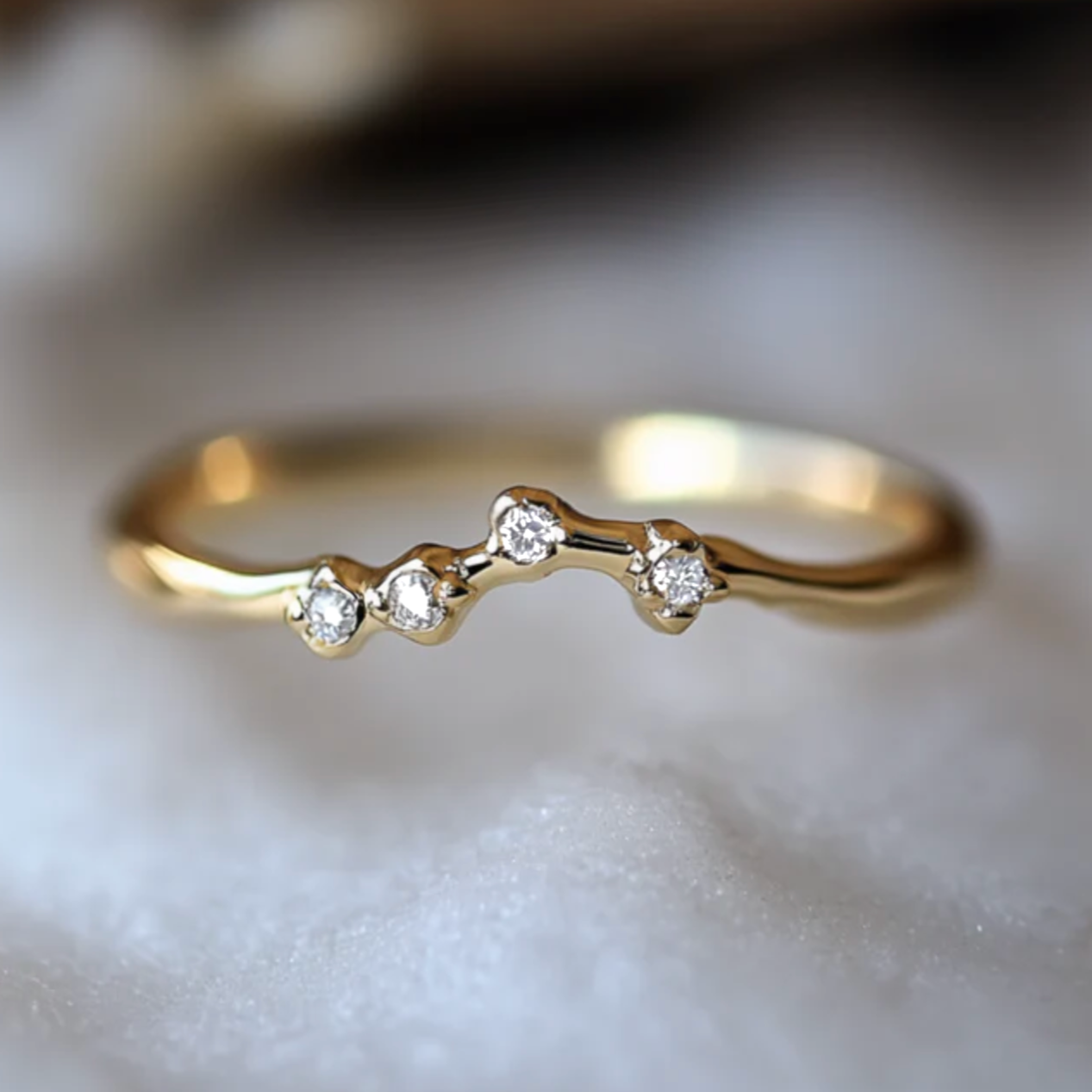 Riverlight Diamond Stacking ring, Dainty Free Formed Diamond Wedding Band