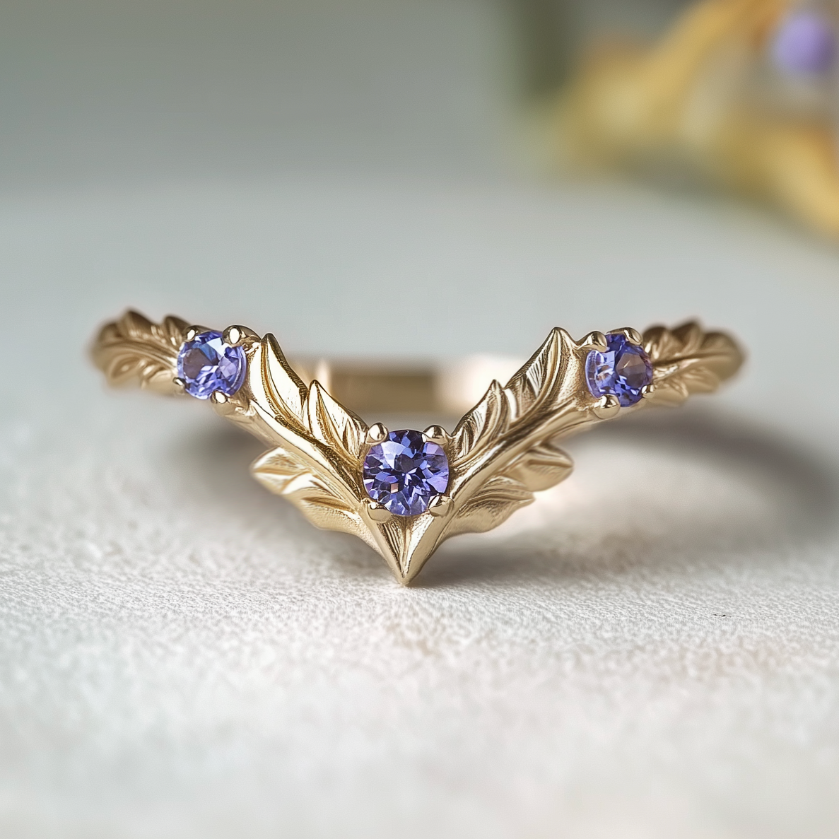 Maple Ring, Amethyst Wedding Ring, Amethyst Band, Natural Amethyst Stackable Ring