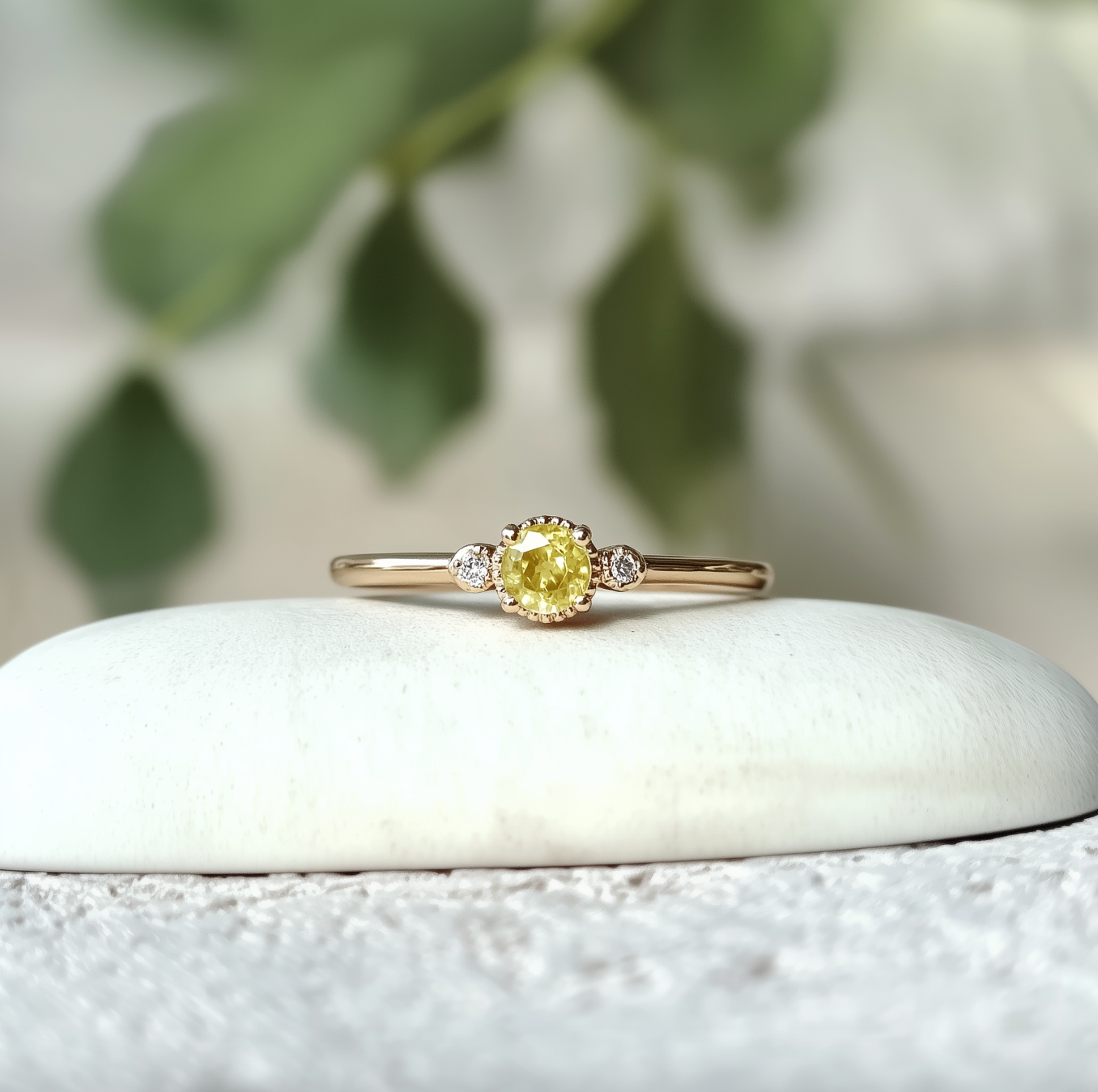 Simple Yellow Sapphire Ring, Small Yellow Sapphire Engagement Ring