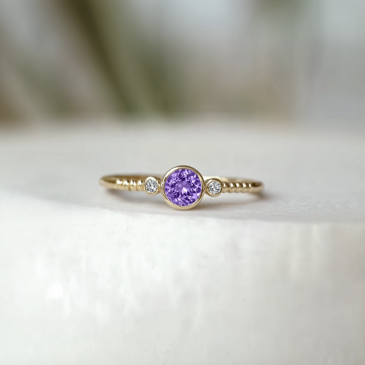 Dainty Amethyst Engagement Rings, 14k Gold Amethyst Engagement Ring