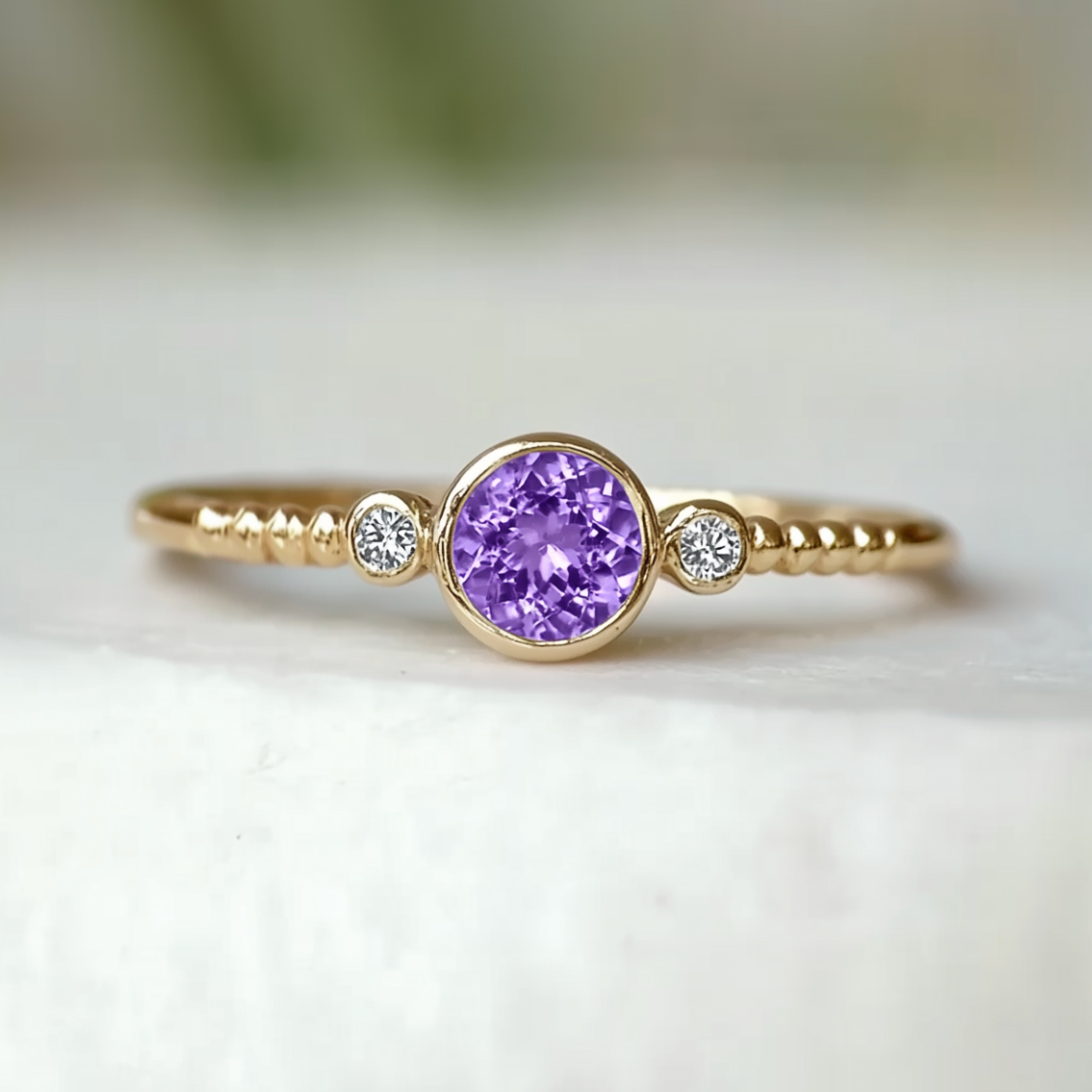Dainty Amethyst Engagement Rings, 14k Gold Amethyst Engagement Ring