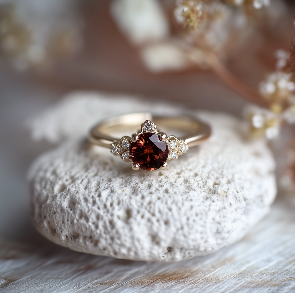 Sienna 14k gold Garnet Ring, Simple Garnet engagement ring, Garnet Jewelry