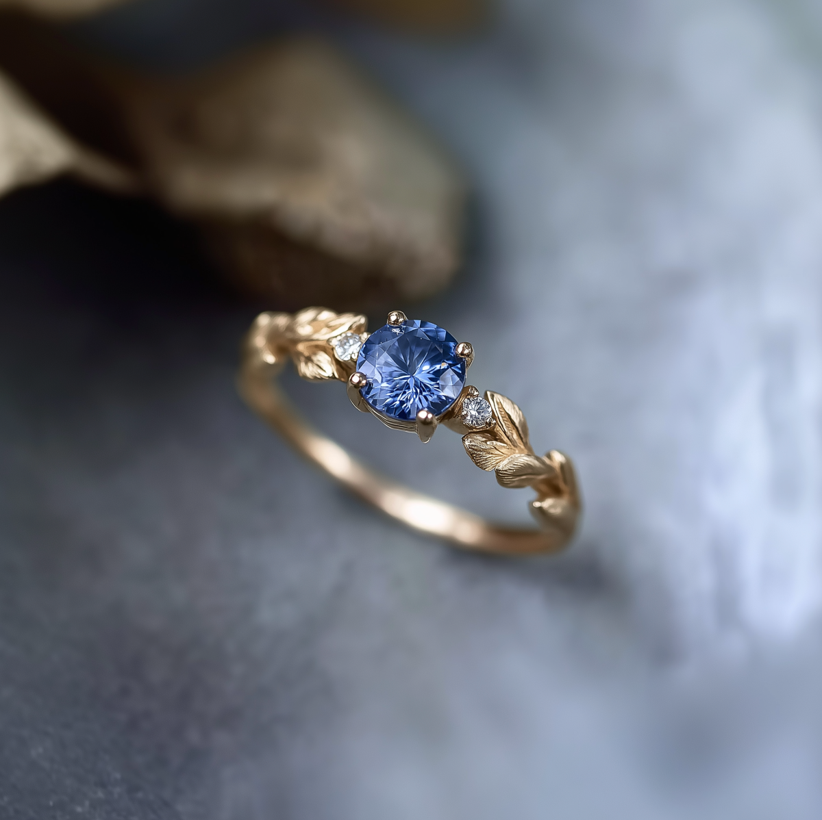Aether 14k Yellow Gold Sapphire Engagement ring, Blue Sapphire Engagement ring