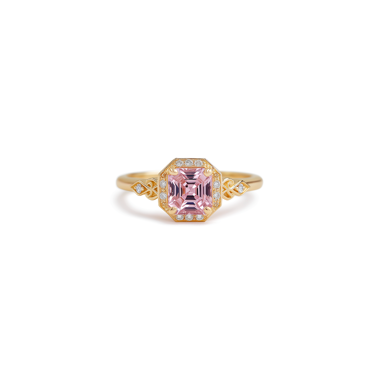 Pink tourmaline Ring, 14k Yellow Gold Engagement Ring, Classic Engagement Ring