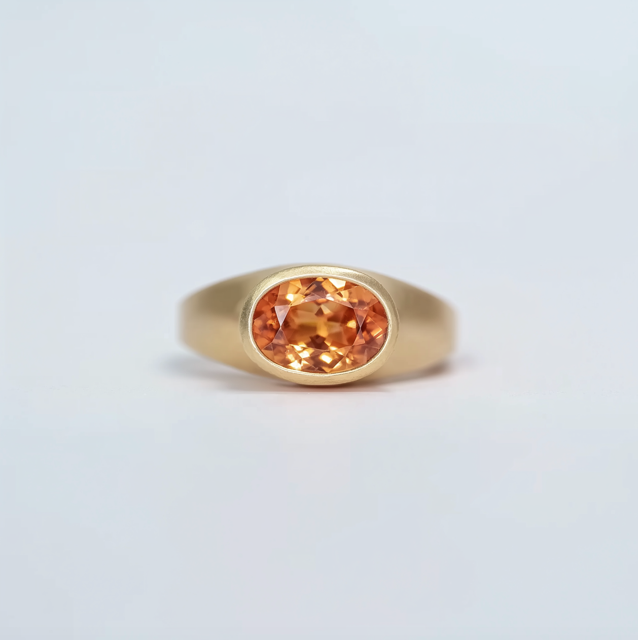 Orange Garnet Ring, Mandarine Garnet Engagement Ring, Yellow Gold Engagement Ring
