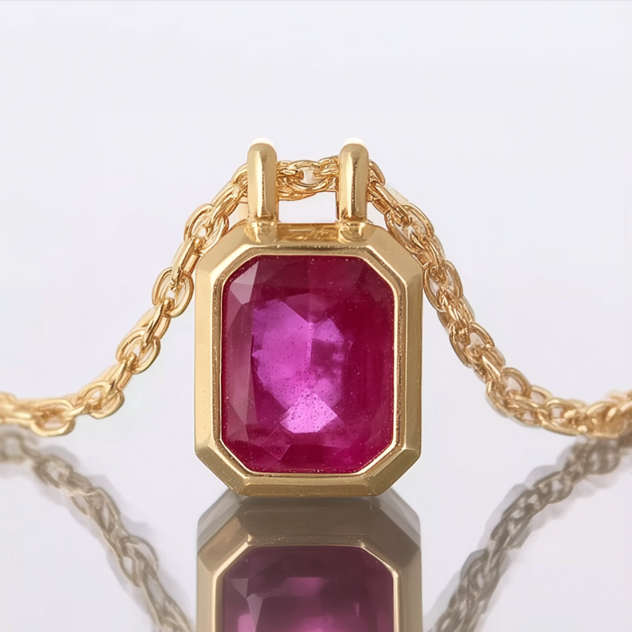 Classic Natural Ruby pendant, Solid Gold Pink Ruby necklace, Birthstone Pendant