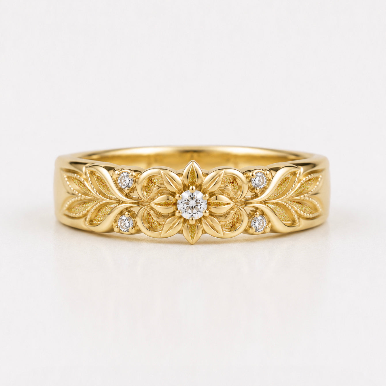 Starlight Diamond Wedding Band, Diamond Wedding Ring, Wide Wedding Band